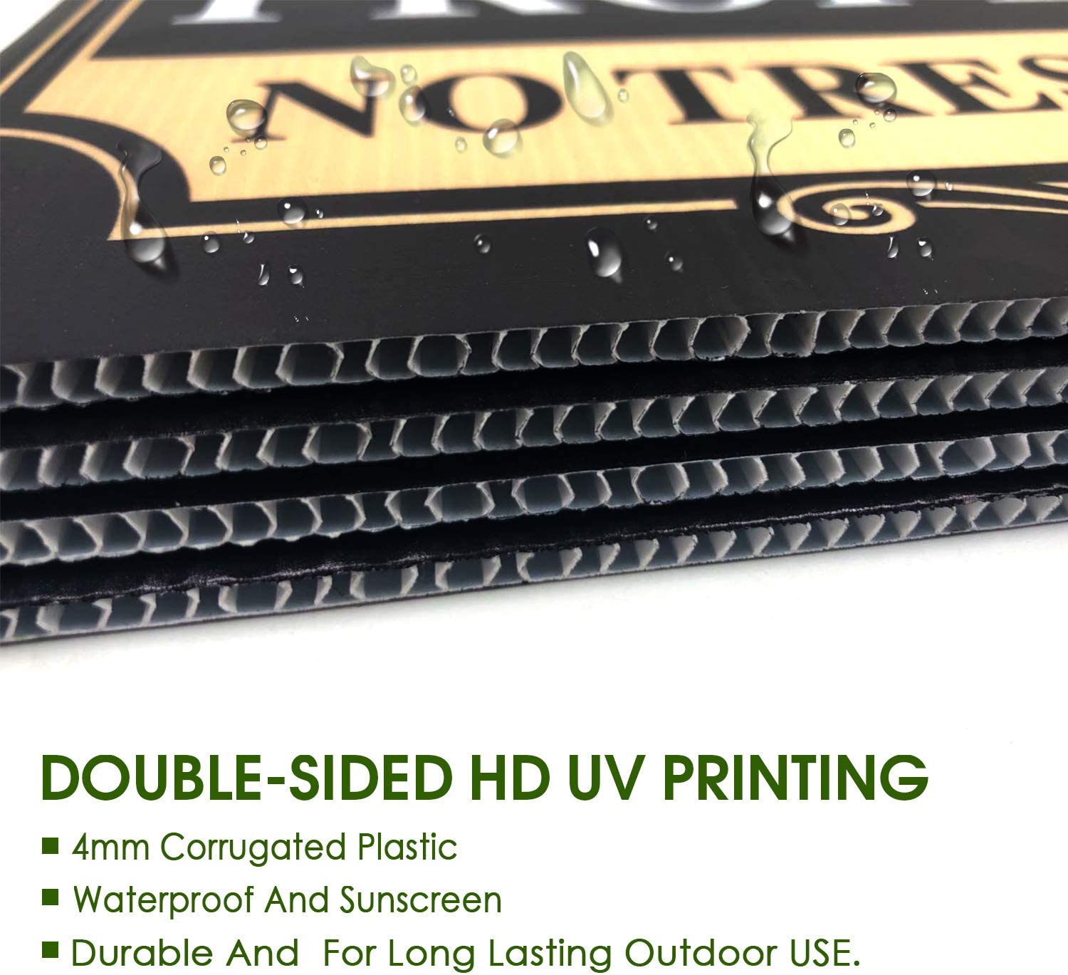 Faittoo No Trespassing Signs Private Property, 12 x 9 Inch,Double Sided with Metal Wire H-Stake Stands Corrugated Plastic,Waterproof, Weather Resistant,Easy to Mount, Non-Fading