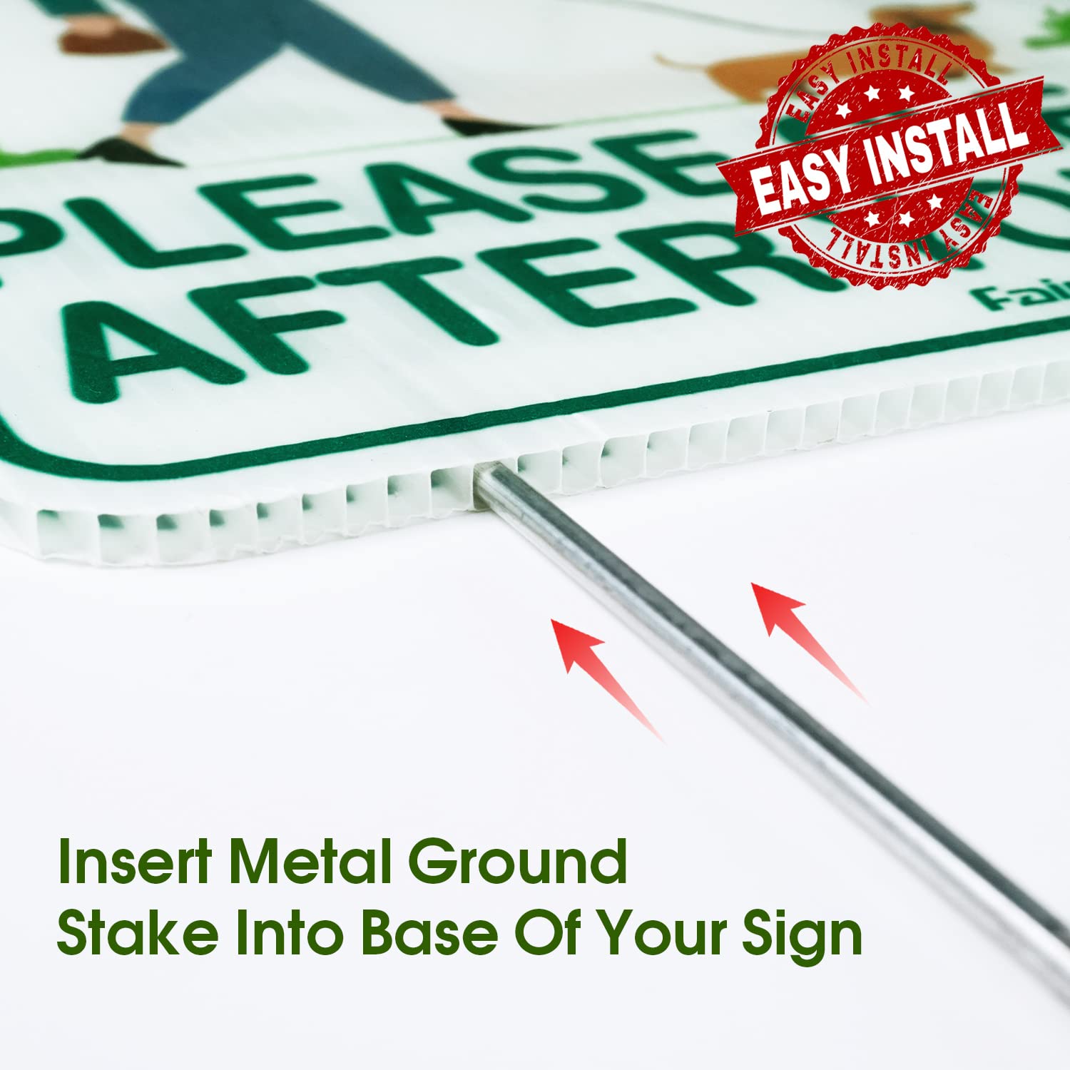 Clean Up After Your Dog Sign, 12 x 9 Clean Up After Your Pets Sign, Double Sided with Metal Wire H-Stakes Stands Corrugated Plastic, Waterproof, Weather Resistant, Easy to Mount, Non-fading
