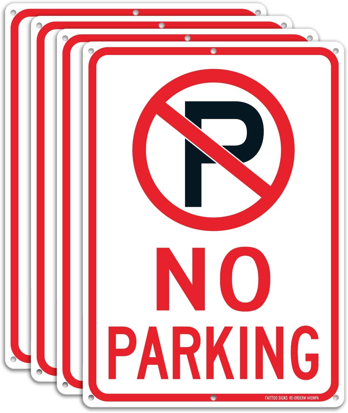 No Parking Sign With Symbol Sign (4 PACK), 14 x 10 Inches Reflective .40 Rust Free Aluminum, UV Protected , Weather Resistant, Waterproof, Durable Ink，Easy To Mount