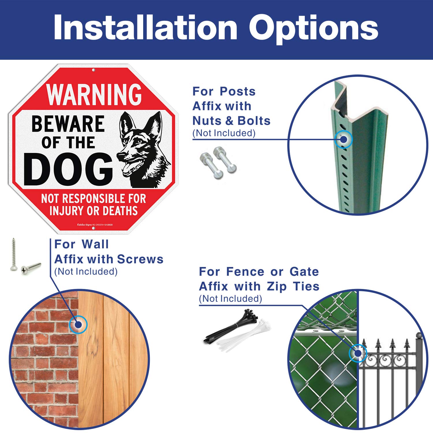 Beware of Dog Sign Not Responsible for Injury or Death,10x7 Inch Rust 