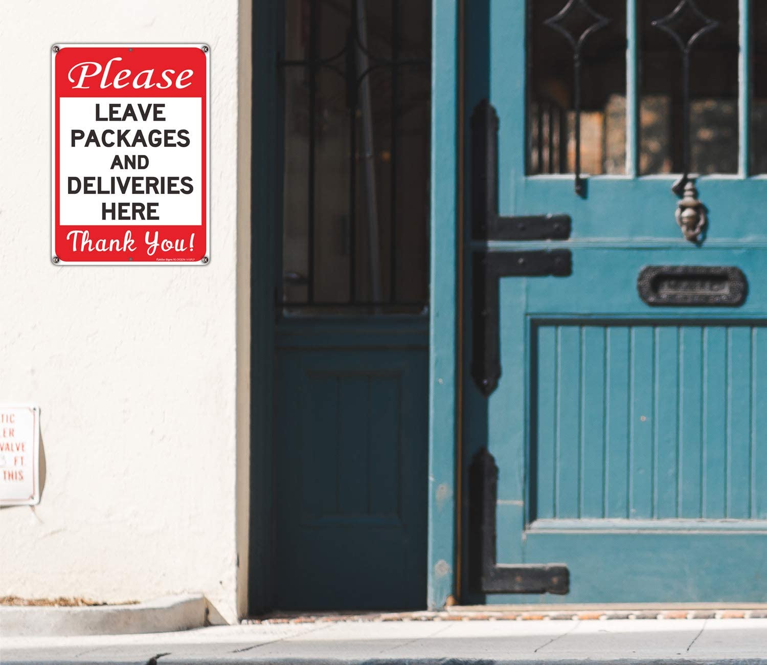 Faittoo Please Leave Packages and Deliveries Here Sign, Reflective Aluminum Sign, UV Protected and Weatherproof, Durable Ink, Easy to Install and Read, Indoor/ Outdoors Use