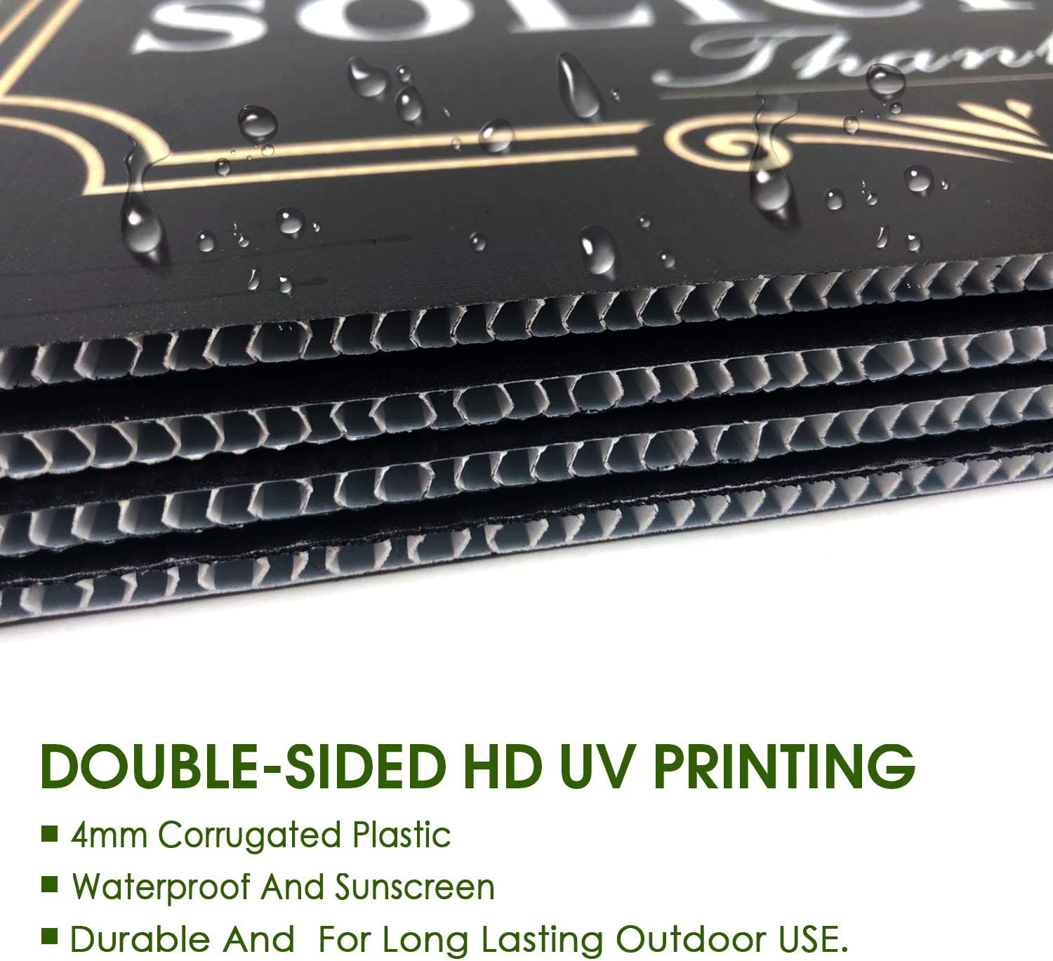 Faittoo No Soliciting Sign for House Yard with Metal Stakes, 12 x 8 Heavy Duty Aluminum, Reflective, Fade Resistant,Weatherproof, UV Protected, Easy to Assemble, Up to 7 Years Outdoor Use