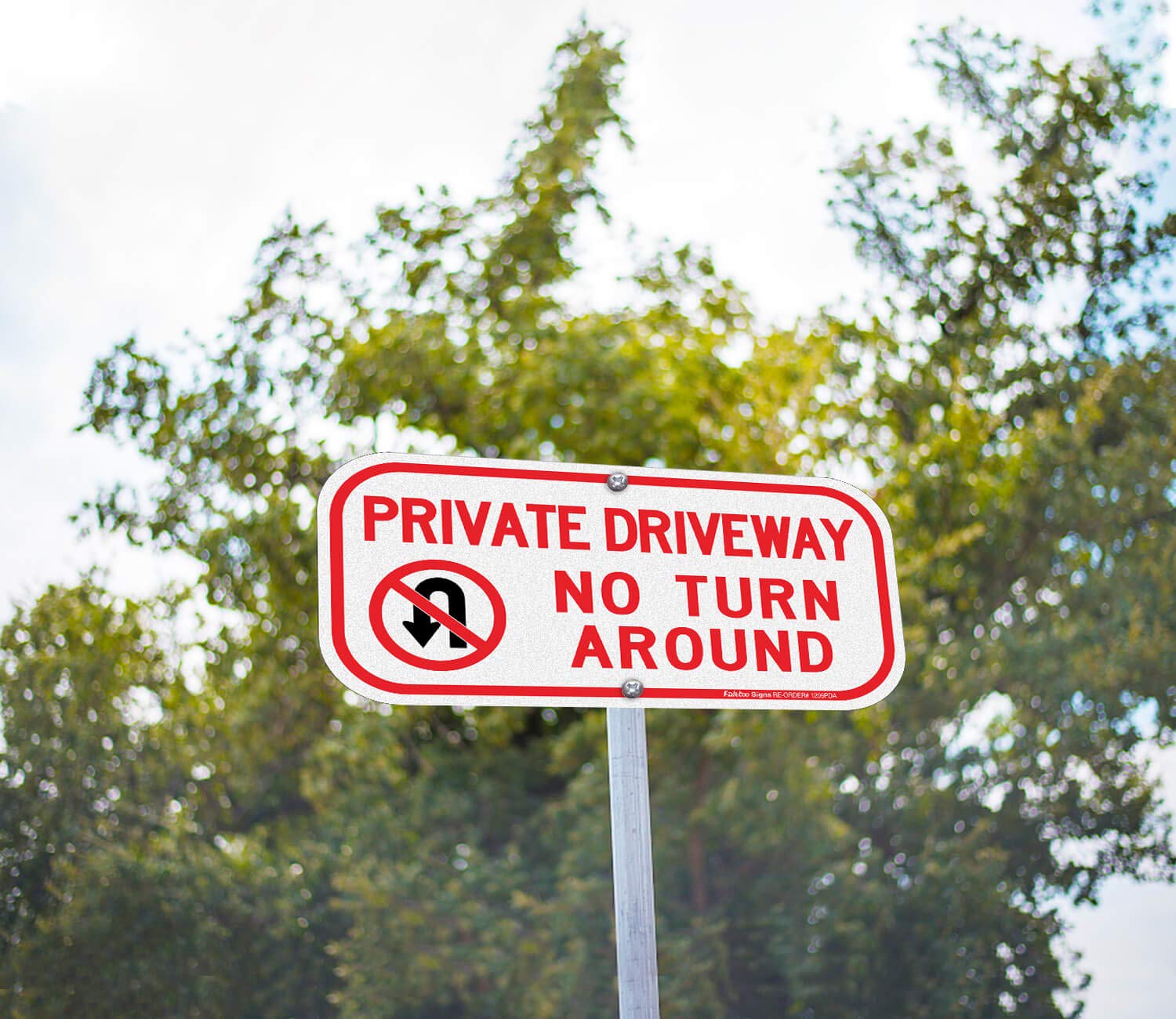 Private Driveway Sign,No Turn Around Driveway Sign, 4 Pack, Reflective .40 Rust Free Aluminum 12 x 6 Inches, UV Protected, Weather Resistant, Waterproof, Durable Ink，Easy to Mount