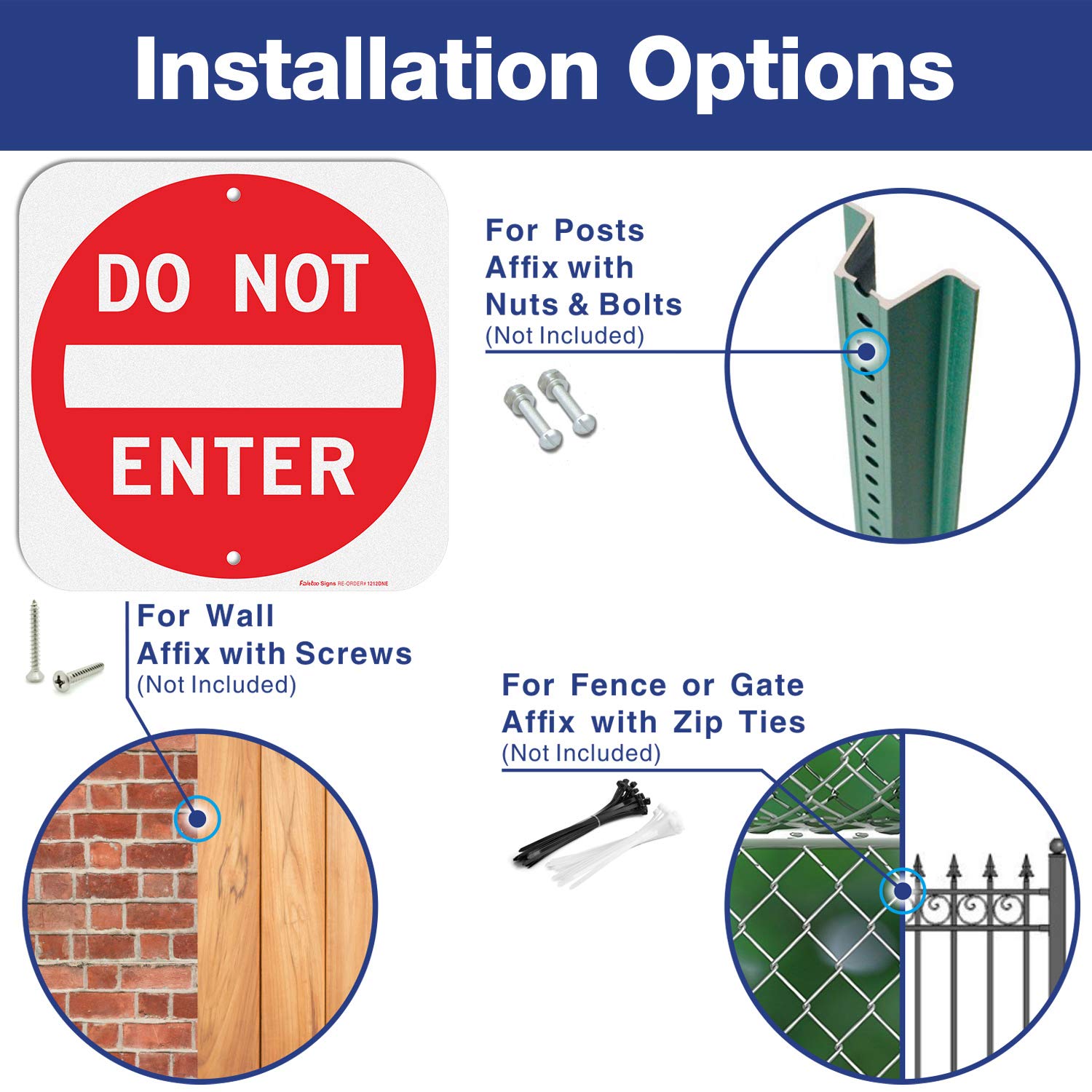 Do Not Enter Sign,12x12 Inch Square .040 Aluminum,Reflective Rust Free Metal Sign,Fade/ Weather Resistant,Easy to Mount,Indoor/Outdoor Use