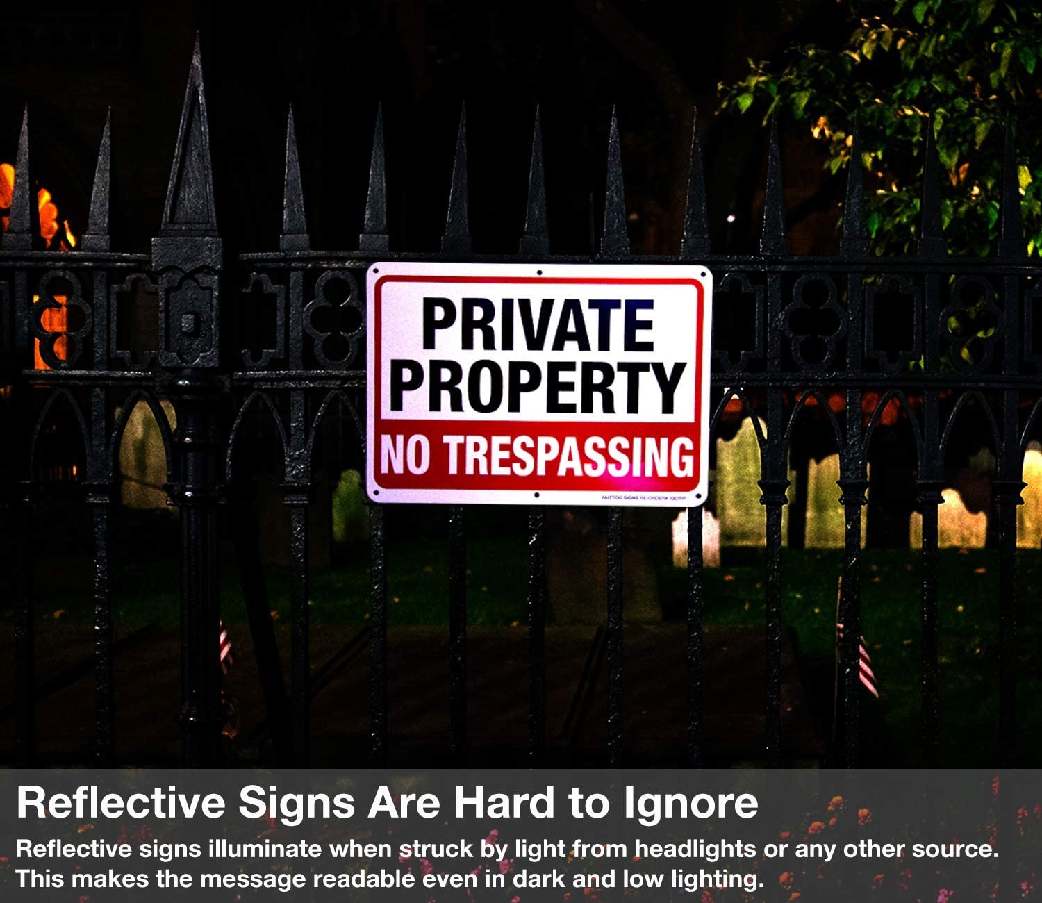 Private Property No Trespassing Metal Sign, 10 x 7 Inches Rust Free .040 Aluminum Sign – Reflective – Weatherproof - Easy to Mount - Indoor &amp; Outdoor use