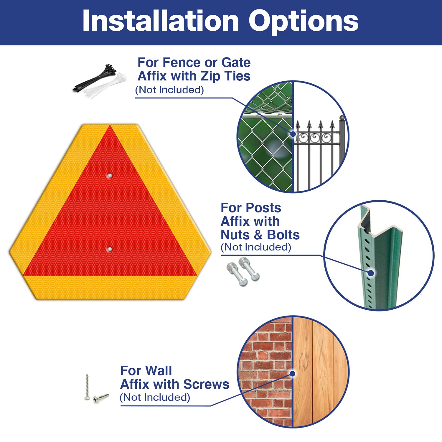 Slow Moving Vehicle Sign Triangle Sign with Reflector, Farm Triangle Safety Sign, SMV Sign, 14 x16 Engineering Grade Reflective Aluminum Golf Cart Accessories, Up to 7 Years Outdoor (Orange)