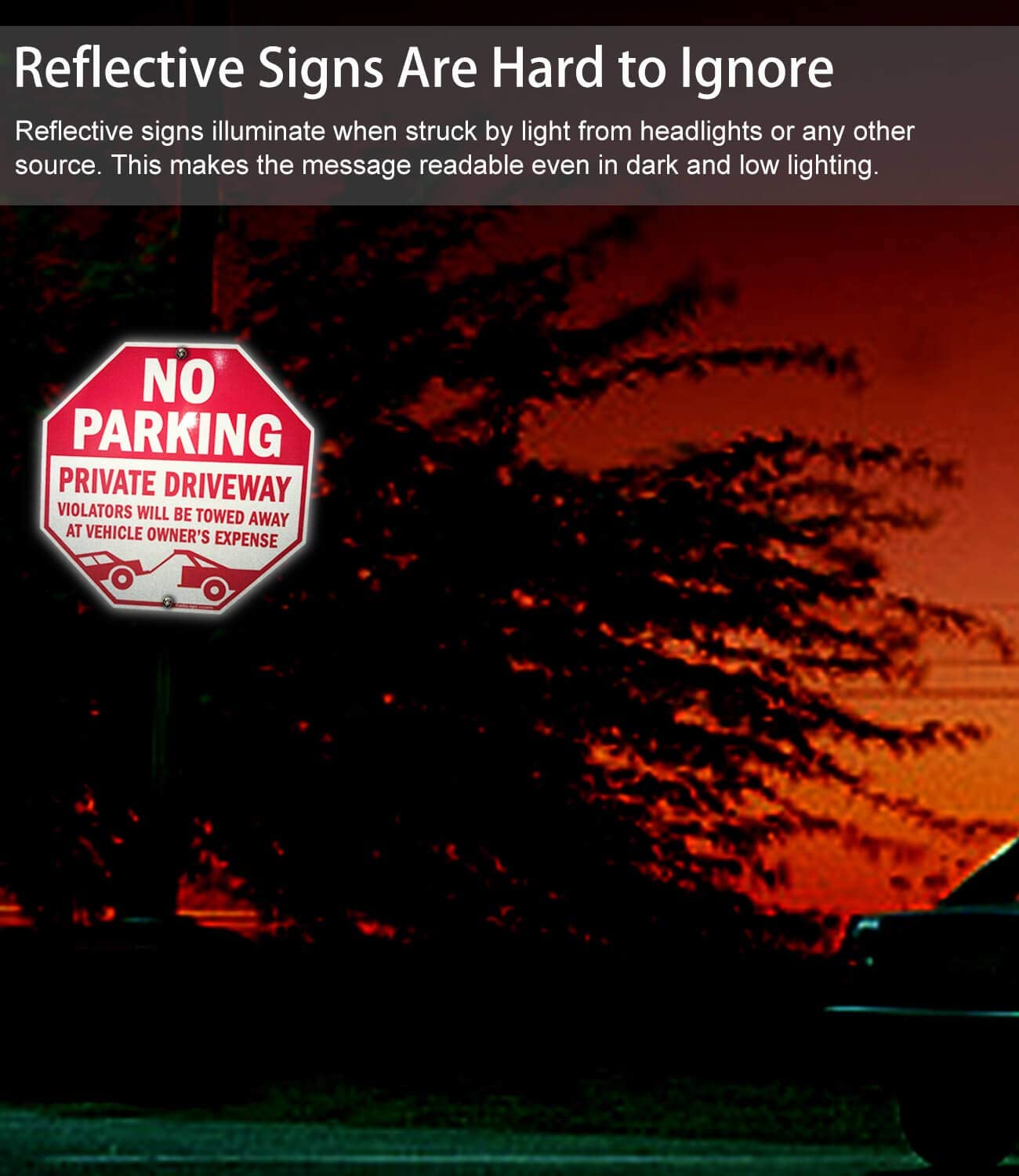 No Parking Sign, Private Driveway Sign Violators Will Be Towed Away at Vehicle Owner's Expense Sign, 12 x 12 Reflective Rust Free Aluminum, Weather Resistant, Durable Ink, Easy to Mount