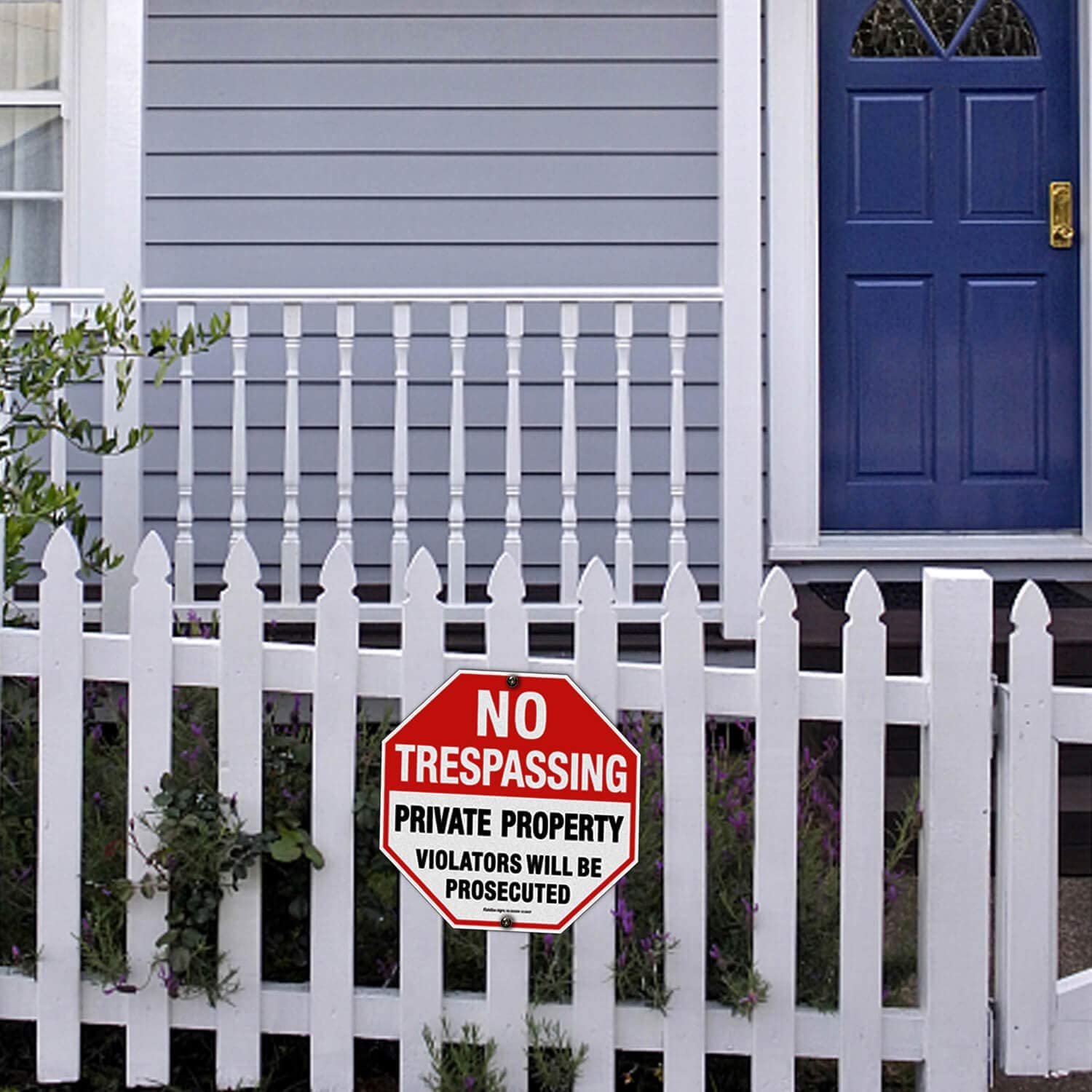 No Trespassing Sign, Private Property Violators Will Be Prosecuted Sign, 12 x 12 Inches Octagon, .040 Rust Free Aluminum, UV Protected and Waterproof, Weather Resistant, Durable Ink, Easy to Mount