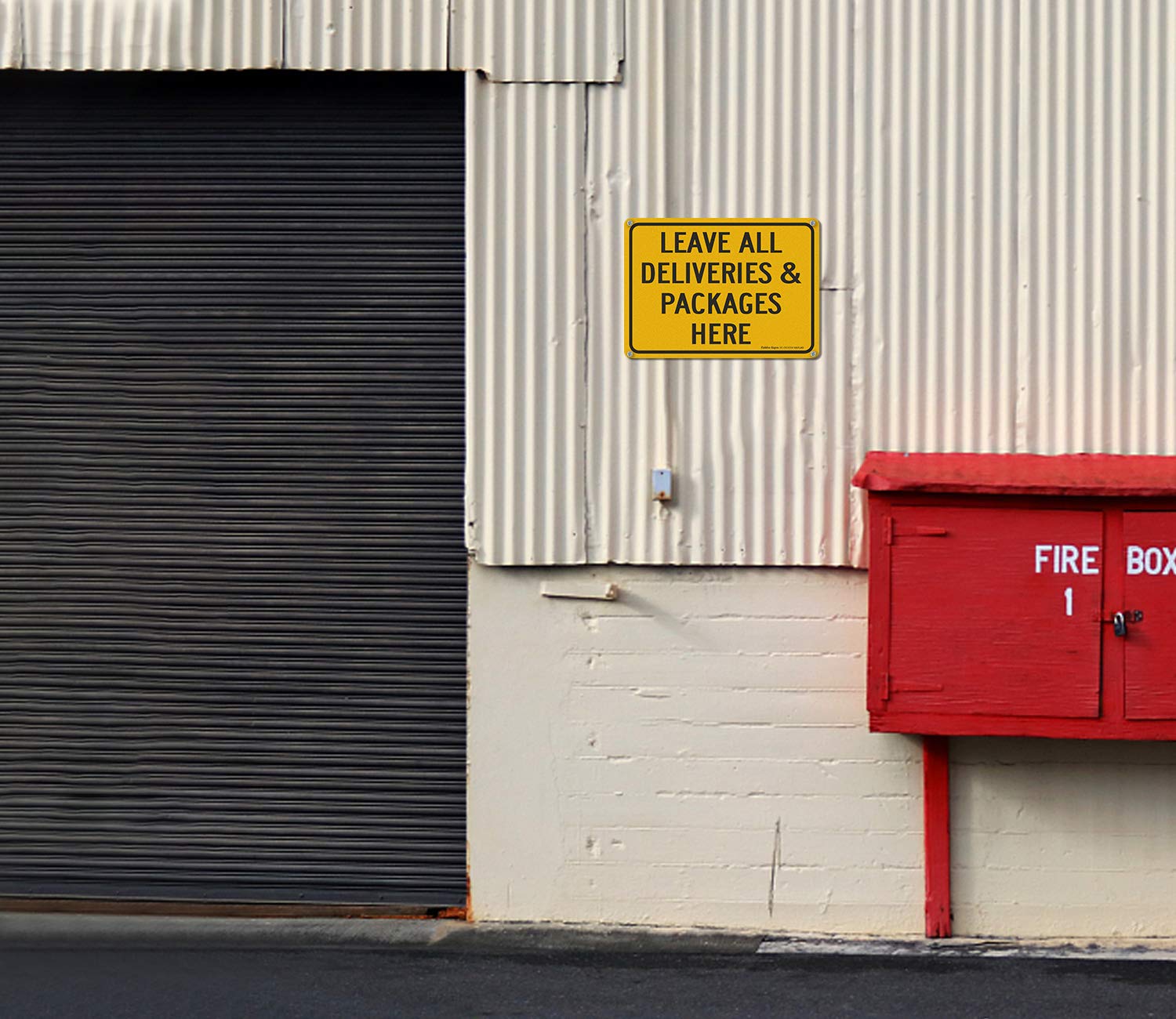 Leave all Deliveries &amp; Packages Here Sign,10x7 Inch Rust Free Aluminum Metal Sign, Reflective, Fade/Weather Resistant, Easy to Mount, UV Protected, Indoor/Outdoor Use