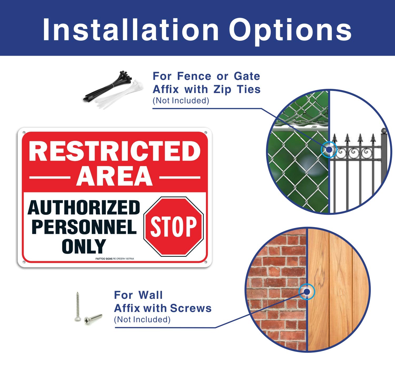 (2 pack) Restricted Area Sign Authorized Personnel Only, Do Not Enter Sign, 10 x 7 Inches .40 Rust Free Aluminum , UV Protected, Weather Resistant, Waterproof, Durable Ink，Easy To Mount
