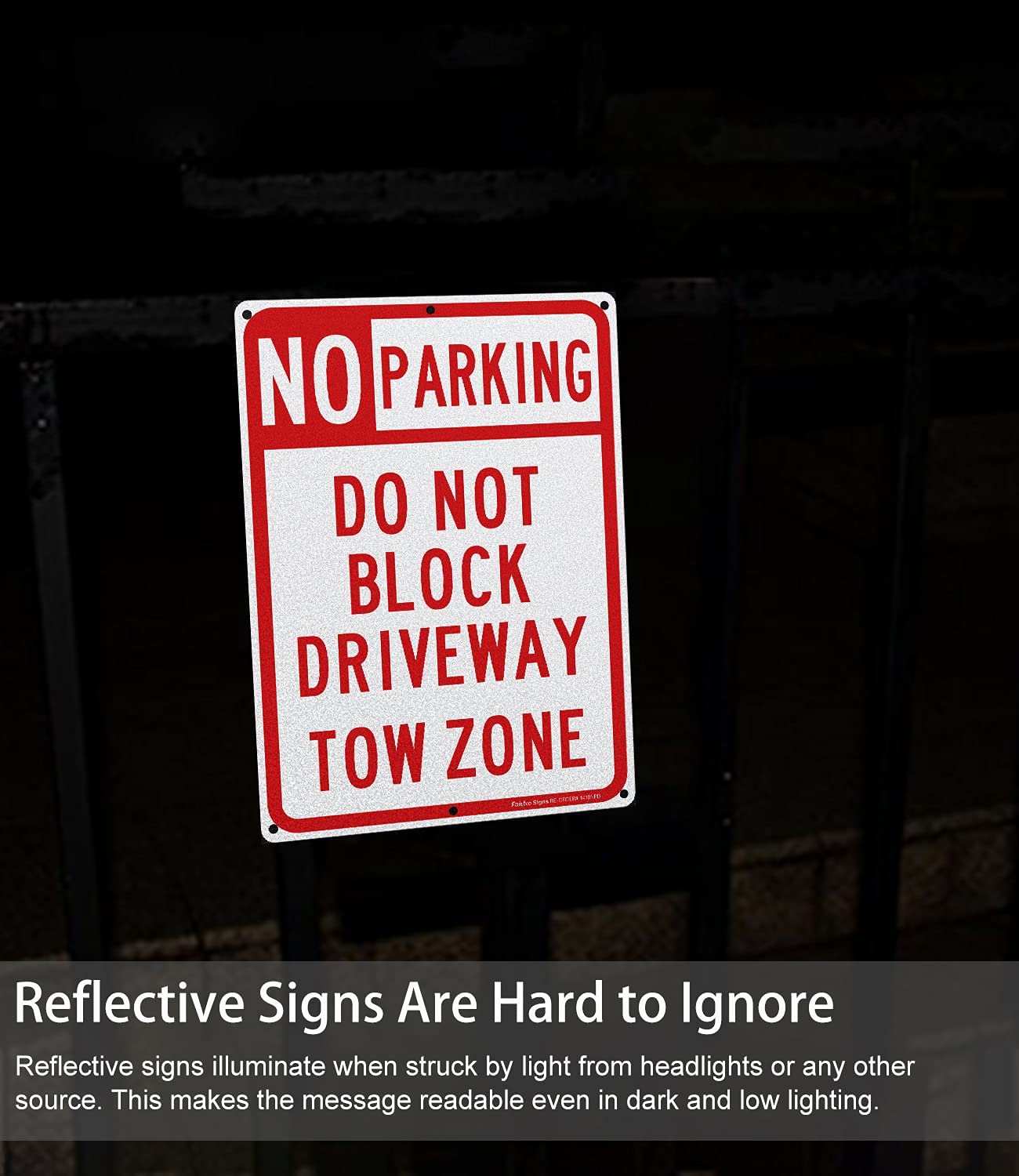 (2 Pack) No Parking Sign, Do Not Block Driveway Sign, Tow Zone, Reflective .40 Rust Free Aluminum 14 x 10 Inches, UV Protected, Weather Resistant, Waterproof, Durable Ink, Easy to Mount