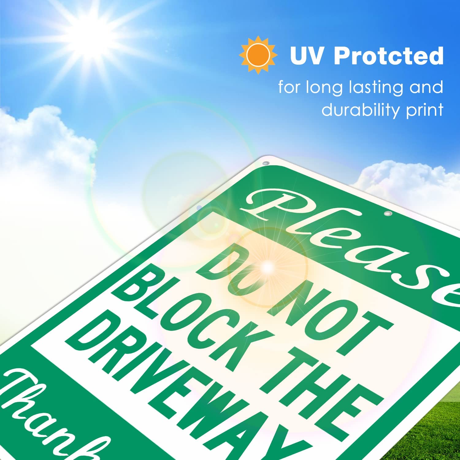 Please Do Not Block The Driveway Thank You Sign, No Parking Sign, 14 x10 Inches .40 Rust Free Aluminum, UV Protected, Durable Ink, Weatherproof, Weather Resistant, Easy To Mount, Indoor &amp; Outdoor Use