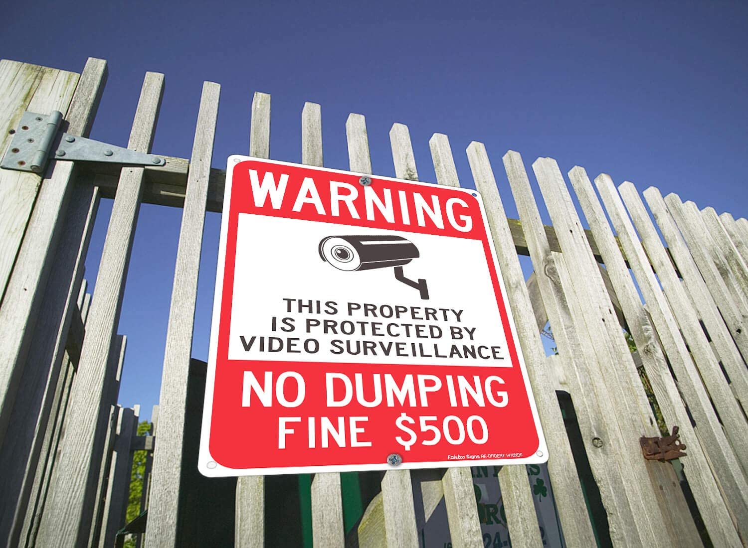 Warning No Dumping, Fine $500, Property Protected by Video Surveillance Sign, 14 x 10 Inches .040 Rust-Free Aluminum , UV Protected, Weather Resistant, Waterproof, Durable Ink, Easy to Mount