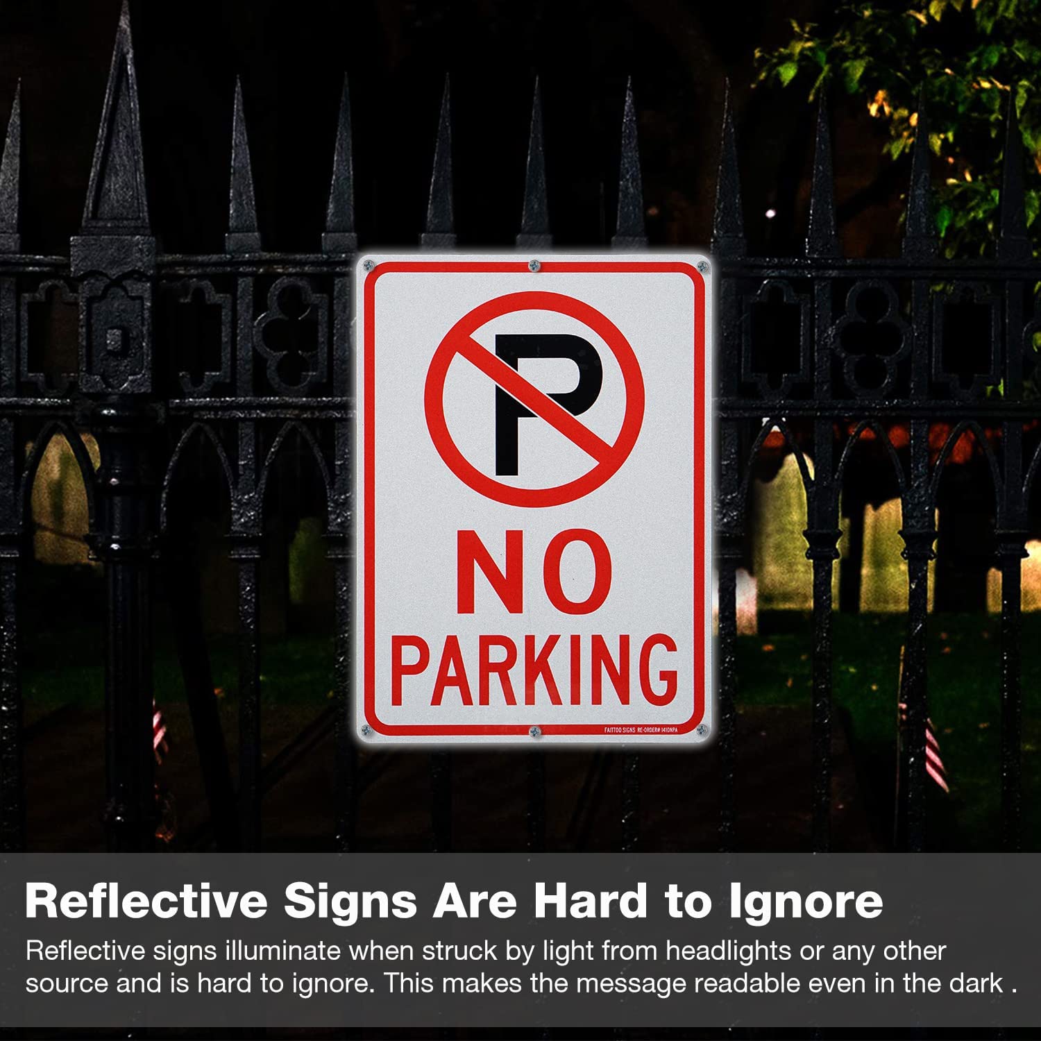 No Parking Sign With Symbol Sign, 14 x 10 Inches Reflective .40 Rust Free Aluminum, UV Protected, Weather Resistant, Waterproof, Durable Ink, Easy To Mount