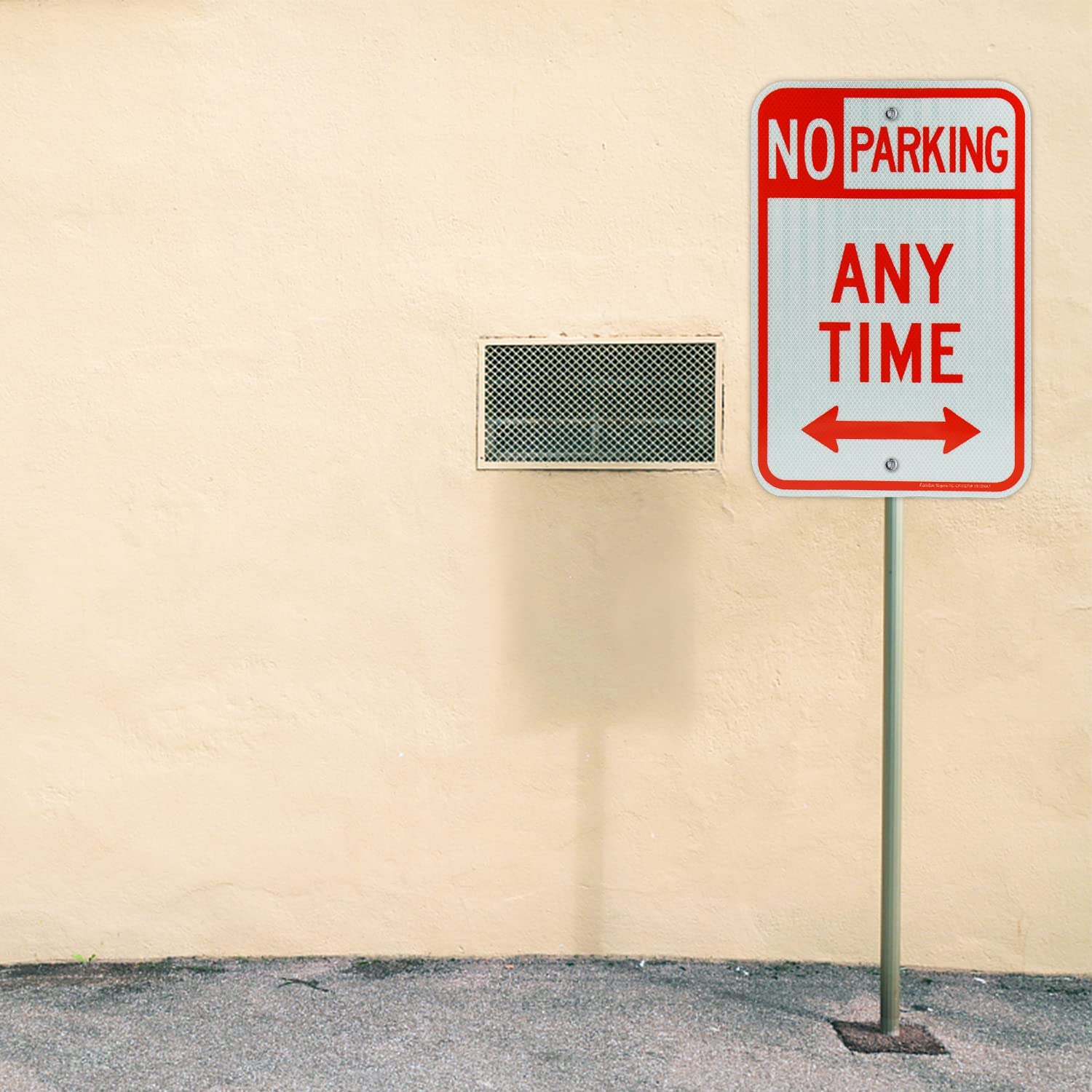 No Parking Anytime Sign with Arrows, No Parking Sign, 18 x 12 Inches Engineer Grade Reflective Sheeting Rust Free Aluminum, Weather Resistant, Waterproof, Durable Ink, Easy to Mount