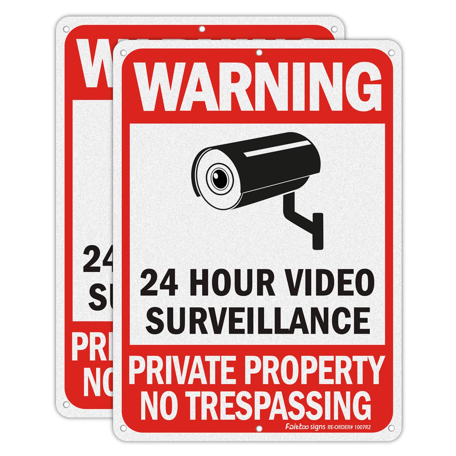 No Trespassing Signs, Private Property Sign, Warning Sign, Video Surveillance Sign, 2 Pack 10 x 7 Inches 0.40 Reflective Aluminum, UV Protected, Weather Resistant, Durable Ink, Easy to Mount