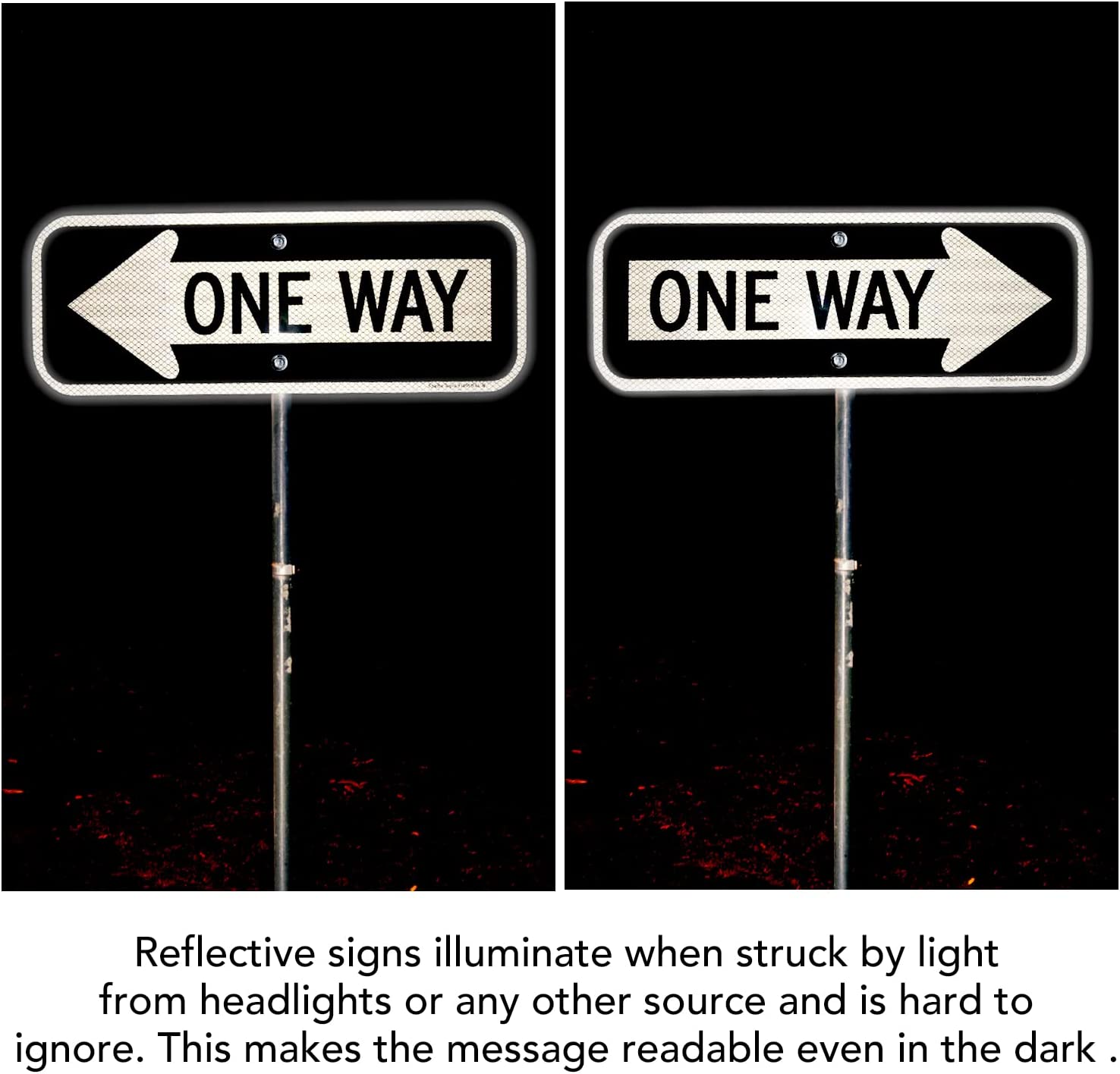One Way Sign with Left Arrow, 18x6 Inches Engineer Grade Reflective Ru