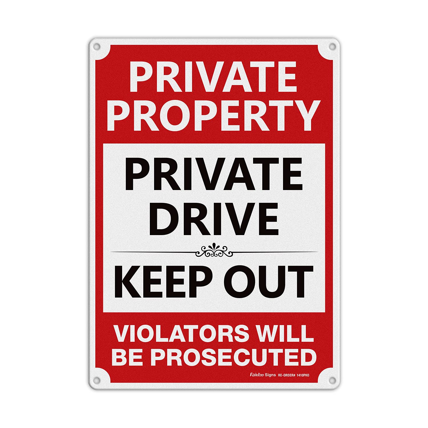 Private Property - Private Drive Keep Out, Violators Will Be Prosecuted Sign, Private Property Sign,14x10 In, Reflective,Rustfree Aluminum, Weather/Fade Resistant, Easy Mounting, Indoor/Outdoor Use