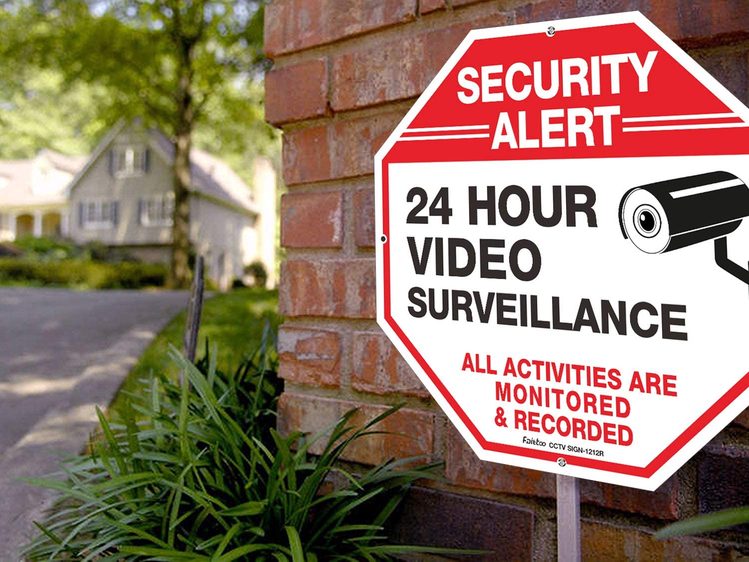 Video Surveillance Signs (2 Pack) 12 x 12 Rust Free .040 Aluminum Security Warning Reflective Metal Signs, Indoor or Outdoor Use for Home Business CCTV Security Camera, UV Protected &amp; Waterproof