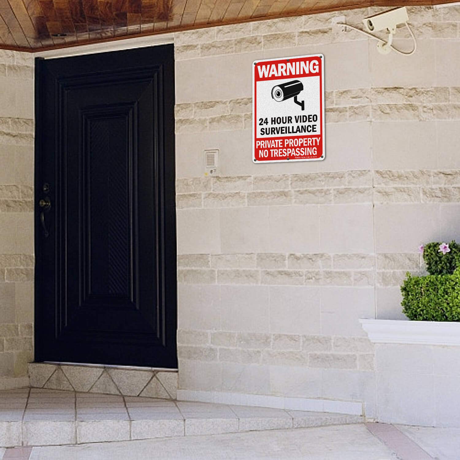 No Trespassing Signs, Private Property Sign, Warning Sign, Video Surveillance Sign, 2 Pack 10 x 7 Inches 0.40 Reflective Aluminum, UV Protected, Weather Resistant, Durable Ink, Easy to Mount