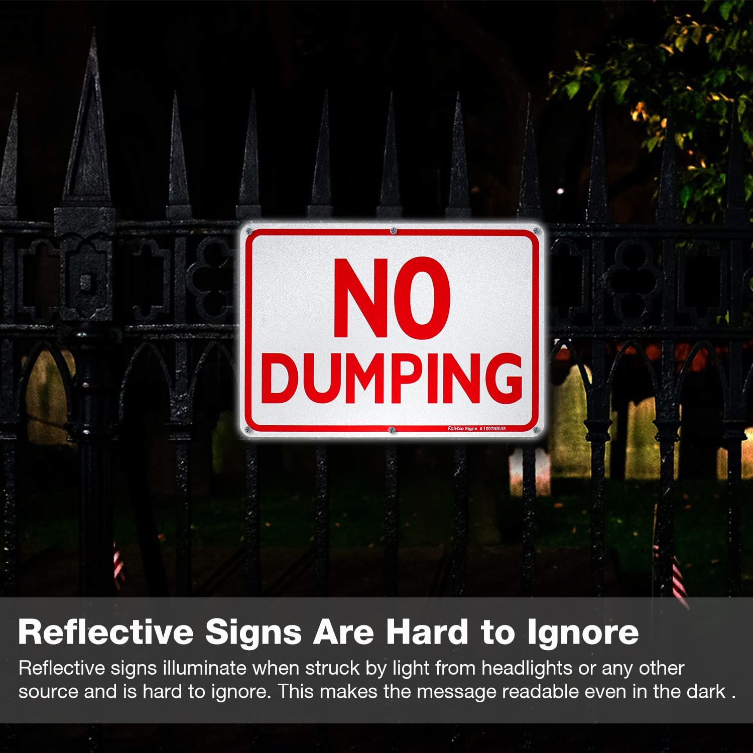 Faittoo No Dumping Sign, 2-Pack 10 x 7 Inch Reflective Rust Free Aluminum, UV Protected, Weather/Fade Resistant, Easy to Install and Read, Indoor/ Outdoors Use