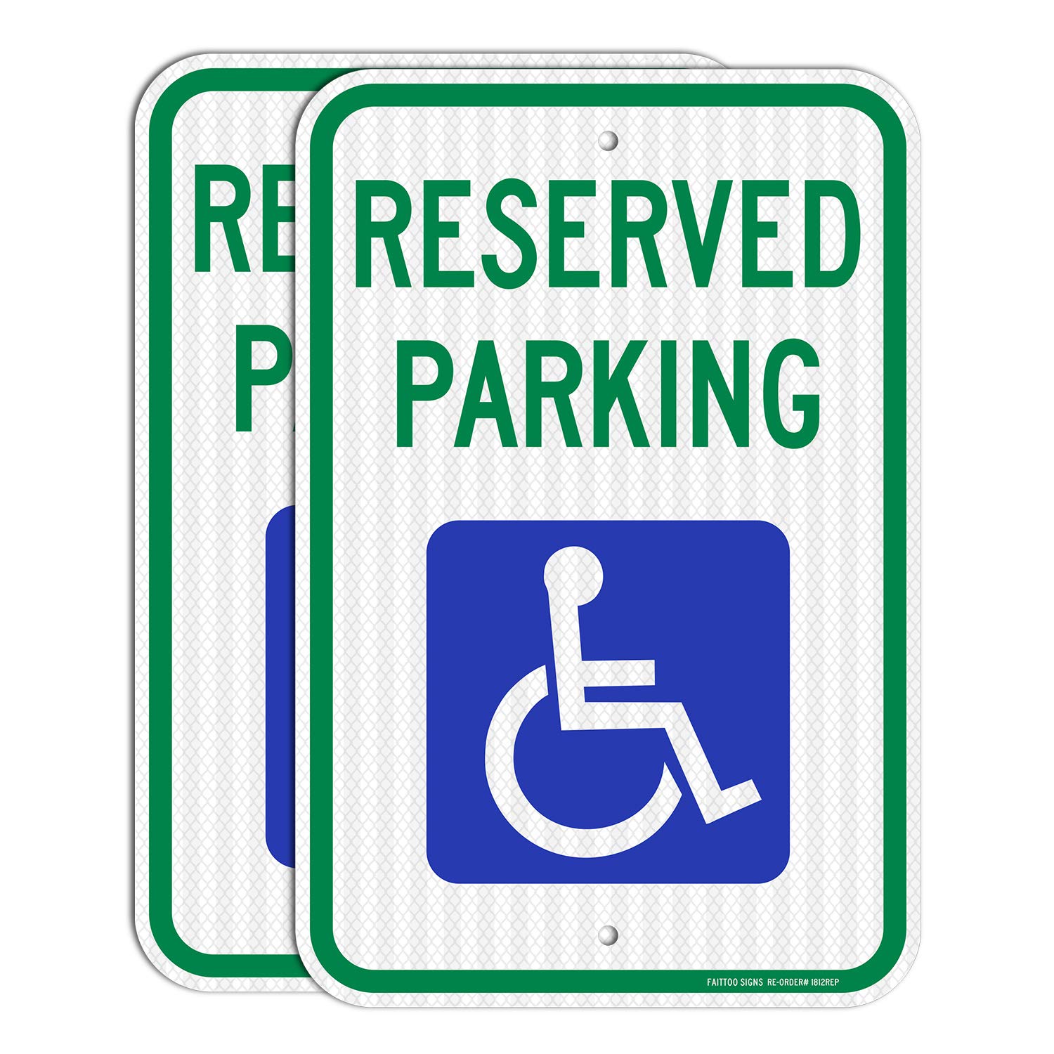 (2 Pack) Reserved Parking Sign, Handicap Parking Sign, with Picture of Wheelchair Sign, 18 x 12 Engineer Grade Reflective Sheeting Rust Free Aluminum, Weather Resistant, Waterproof, Durable Ink