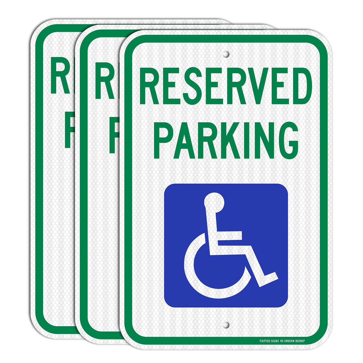(3 Pack) Reserved Parking Sign, 18 x 12 Engineer Grade Reflective Sheeting Rust Free Aluminum, Weather Resistant, Waterproof, Durable Ink