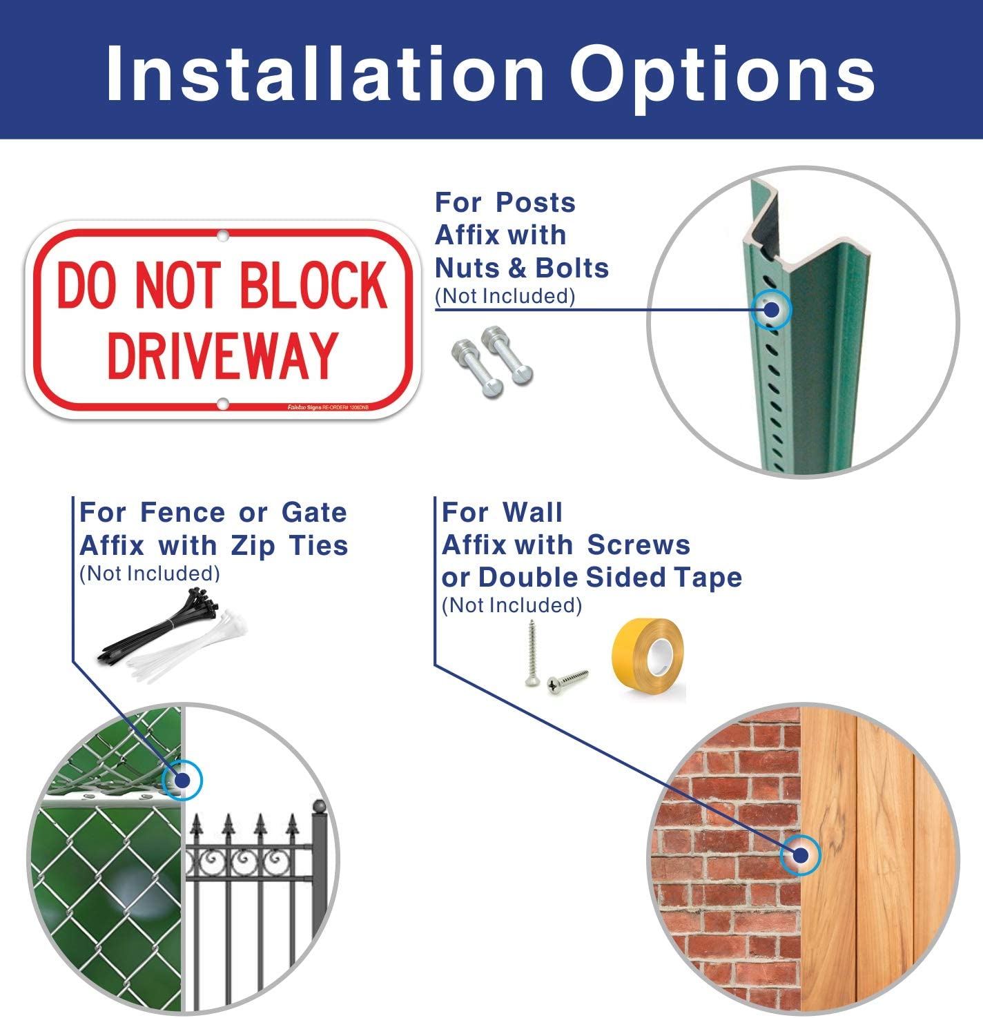 (2 Pack) Do Not Block Driveway Sign, No Parking Sign, .40 Rust Free Aluminum 12 x 6 Inches, UV Protected , Weather Resistant, Waterproof, Durable Ink, Easy to Mount