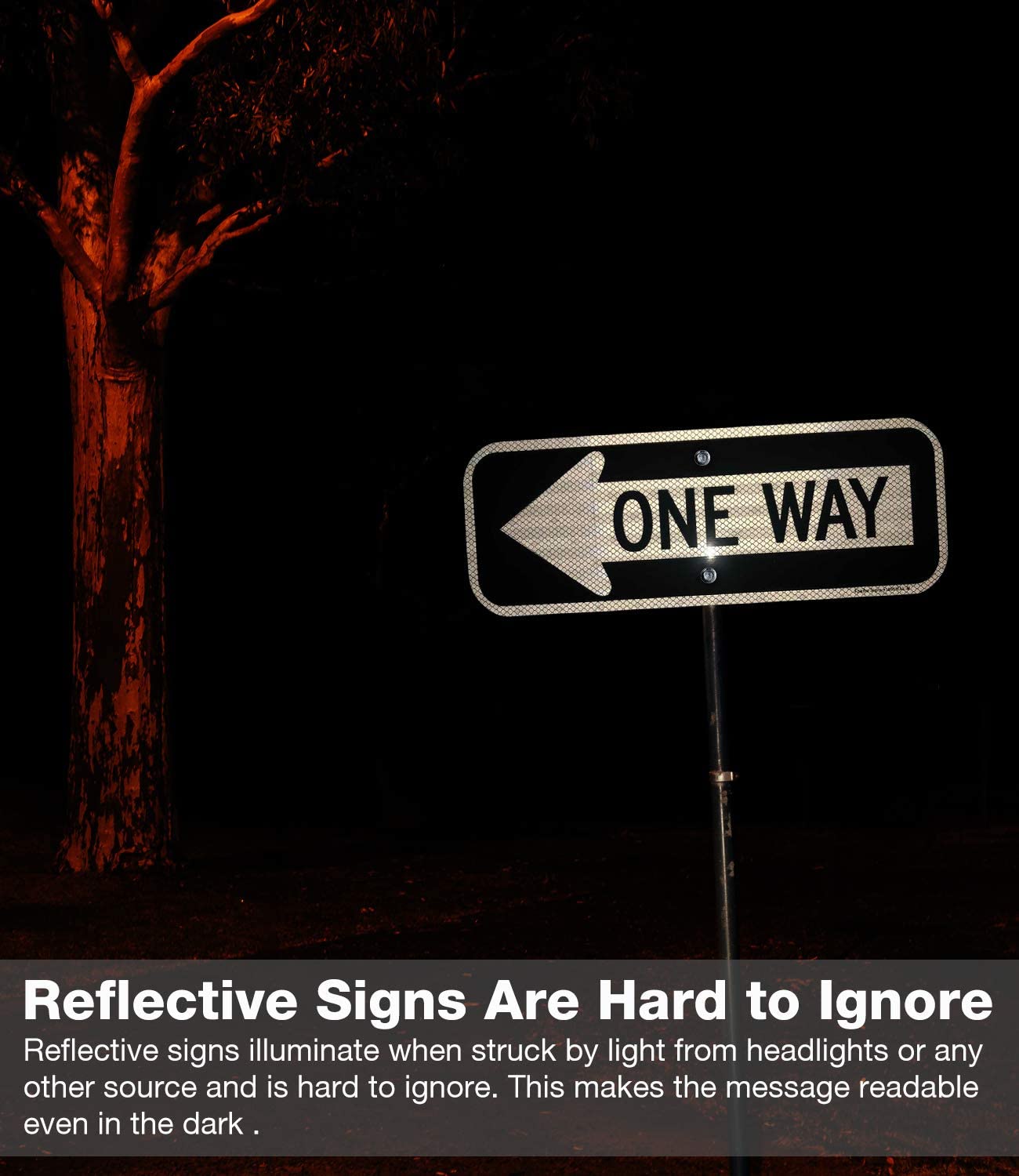 One Way Sign with Left Arrow, 18x6 Inches Engineer Grade Reflective Ru