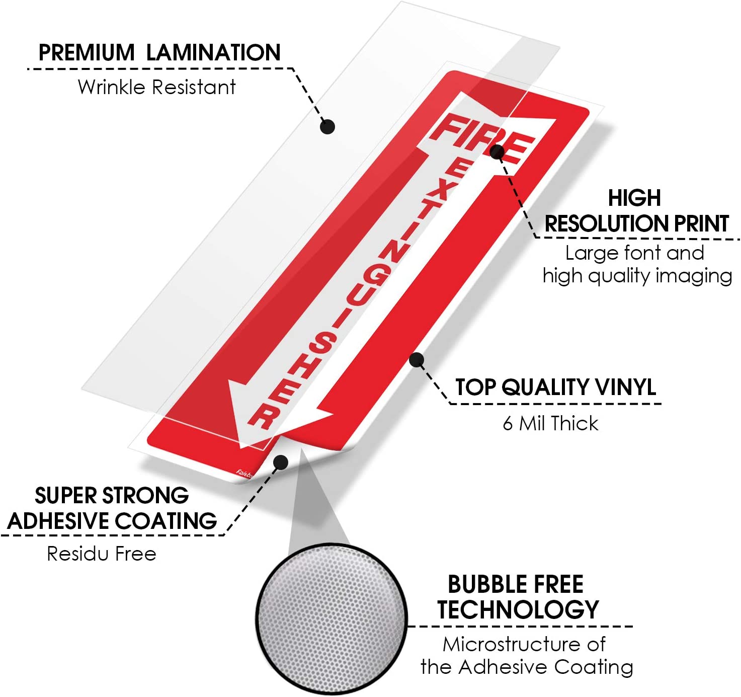 (12 Pack) Fire Extinguisher Sign, Safety Sticker Signs, 4x12 Inches, 6 Mil Vinyl Self Adhesive Durable Decal Stickers, Long Lasting, Weatherproof and UV Protected, Ideal for Home, Office or Boat