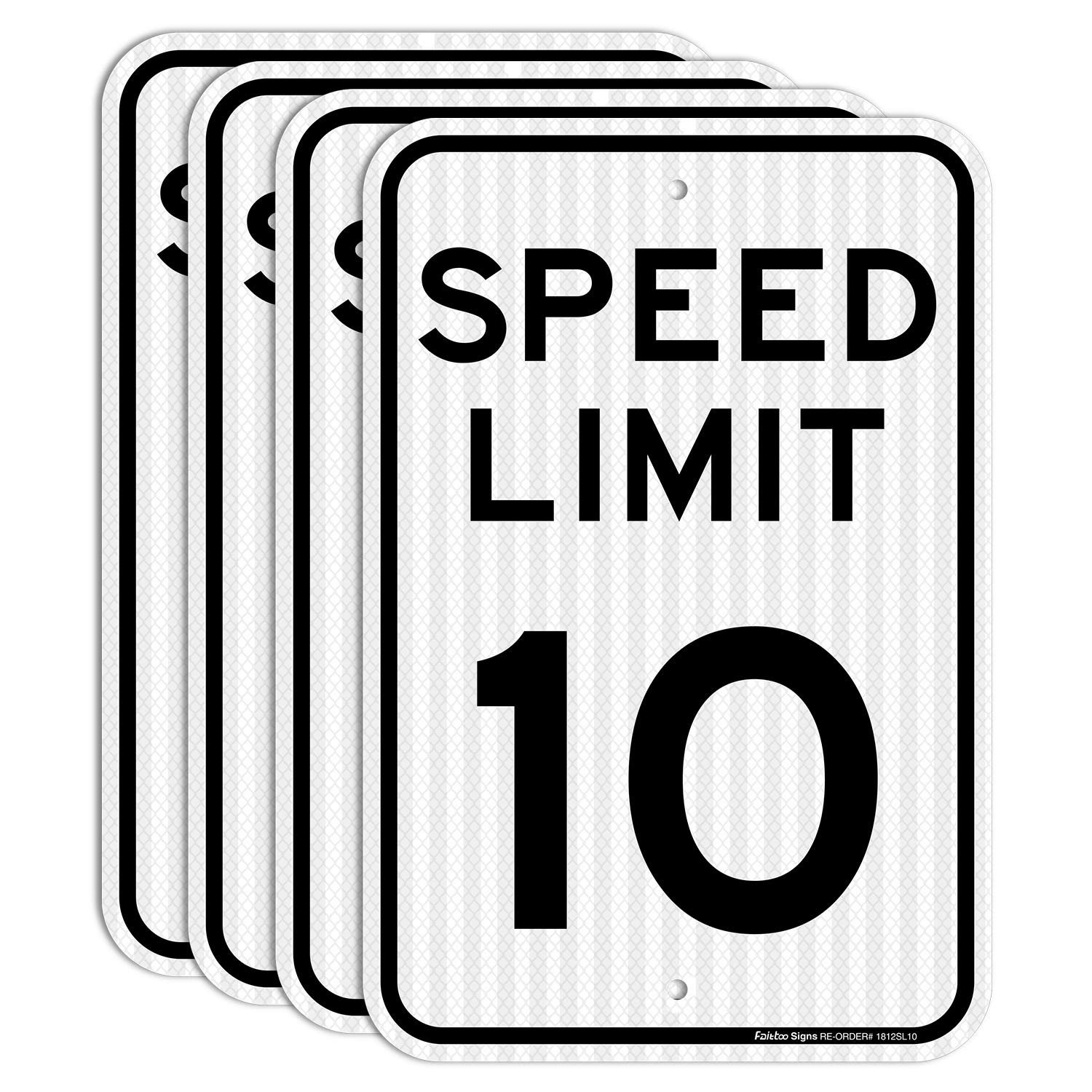 (4 Pack) Speed Limit 10 MPH Sign, Slow Down Sign, Traffic Signs,18 x 12 Inches Engineer Grade Reflective Sheeting, Rust Free Aluminum, Weather Resistant, Waterproof, Durable Ink, Easy to Mount