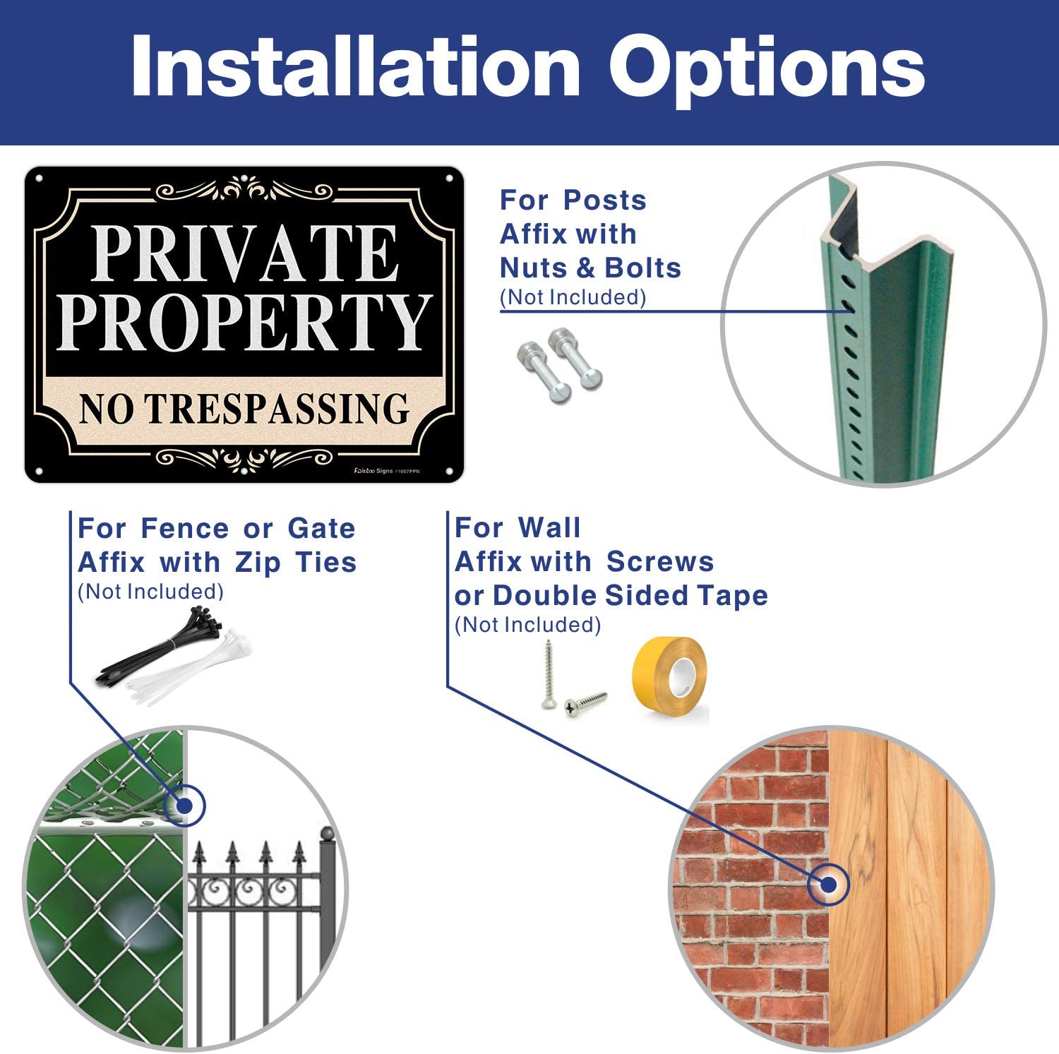 No Trespassing Signs Private Property,14x10 Inch Rust Free Aluminum Metal Sign,Reflective,Fade Resistant,UV Protected,Weatherproof Up to 7 Years Indoor/Outdoor Use