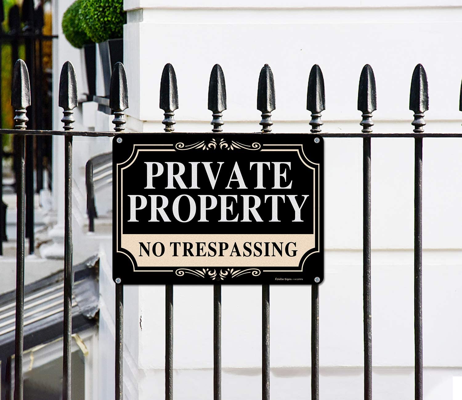 No Trespassing Signs Private Property,14x10 Inch Rust Free Aluminum Metal Sign,Reflective,Fade Resistant,UV Protected,Weatherproof Up to 7 Years Indoor/Outdoor Use