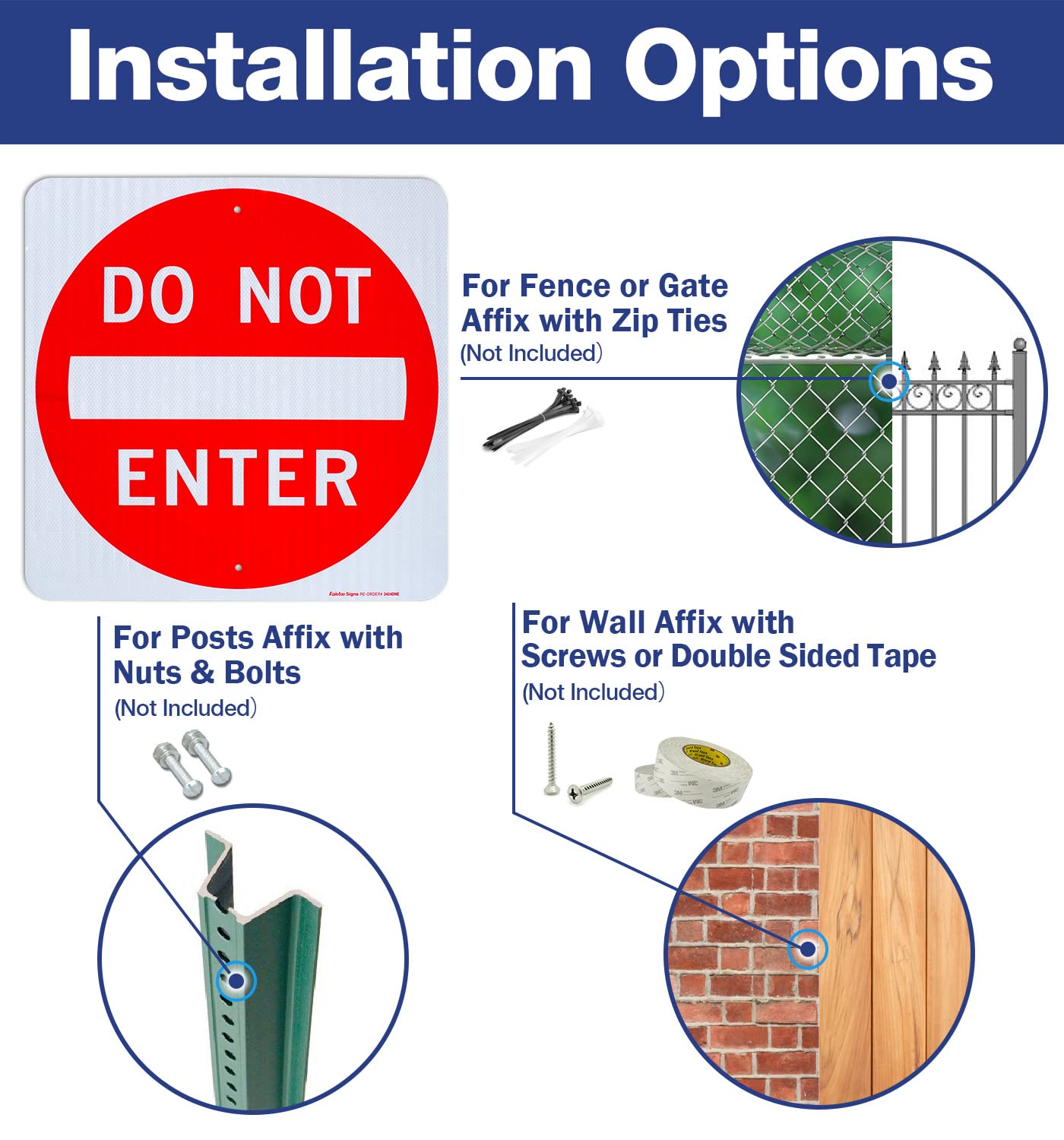 Do Not Enter Sign,12x12 Inch Square .040 Aluminum,Reflective Rust Free Metal Sign,Fade/ Weather Resistant,Easy to Mount,Indoor/Outdoor Use