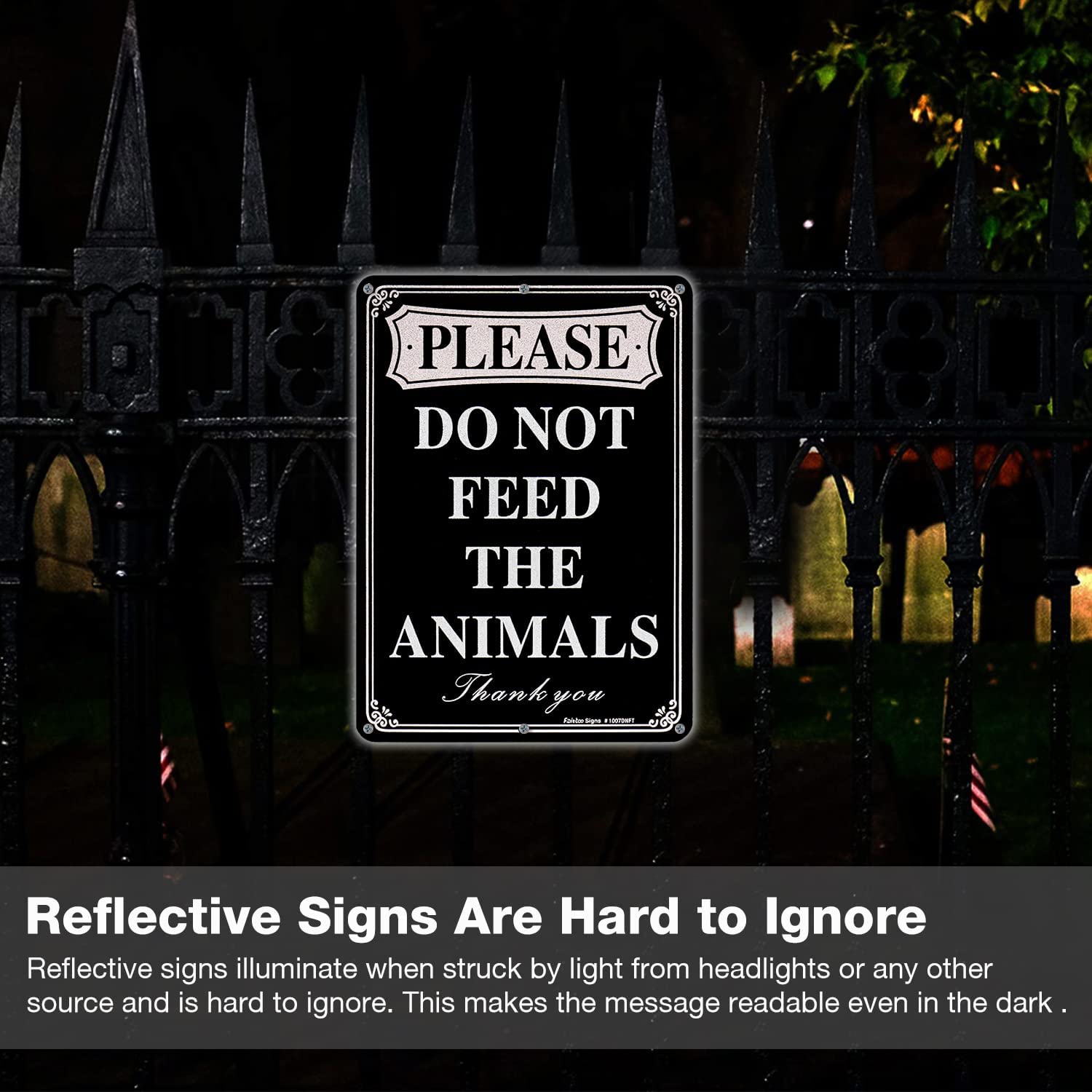 Faittoo Please Do Not Feed The Animals Sign, 2-Pack 10 x 7 Inch Reflective Rust Free Aluminum, UV Protected, Weather/Fade Resistant, Easy to Install and Read, Indoor/ Outdoors Use