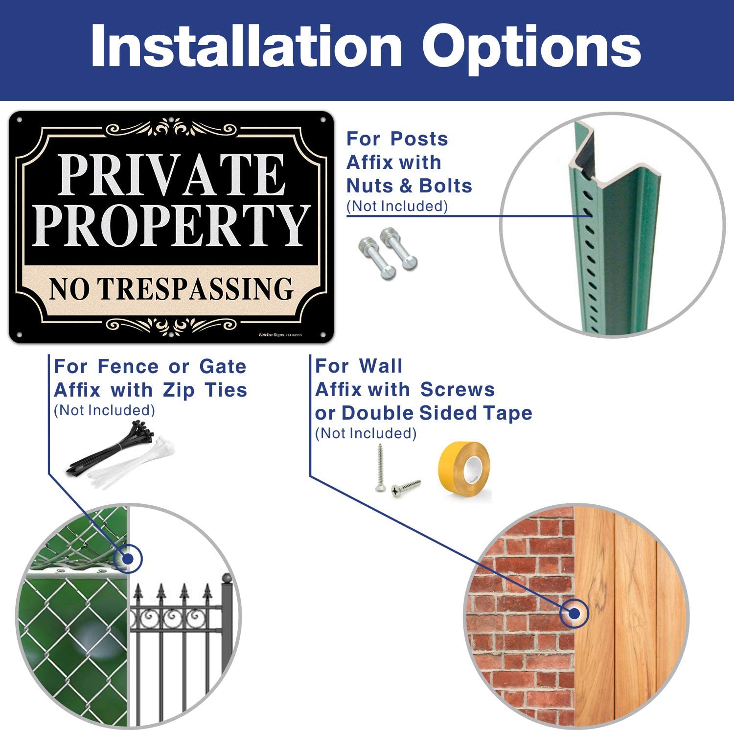 No Trespassing Signs Private Property,14x10 Inch Rust Free Aluminum Metal Sign,Reflective,Fade Resistant,UV Protected,Weatherproof Up to 7 Years Indoor/Outdoor Use