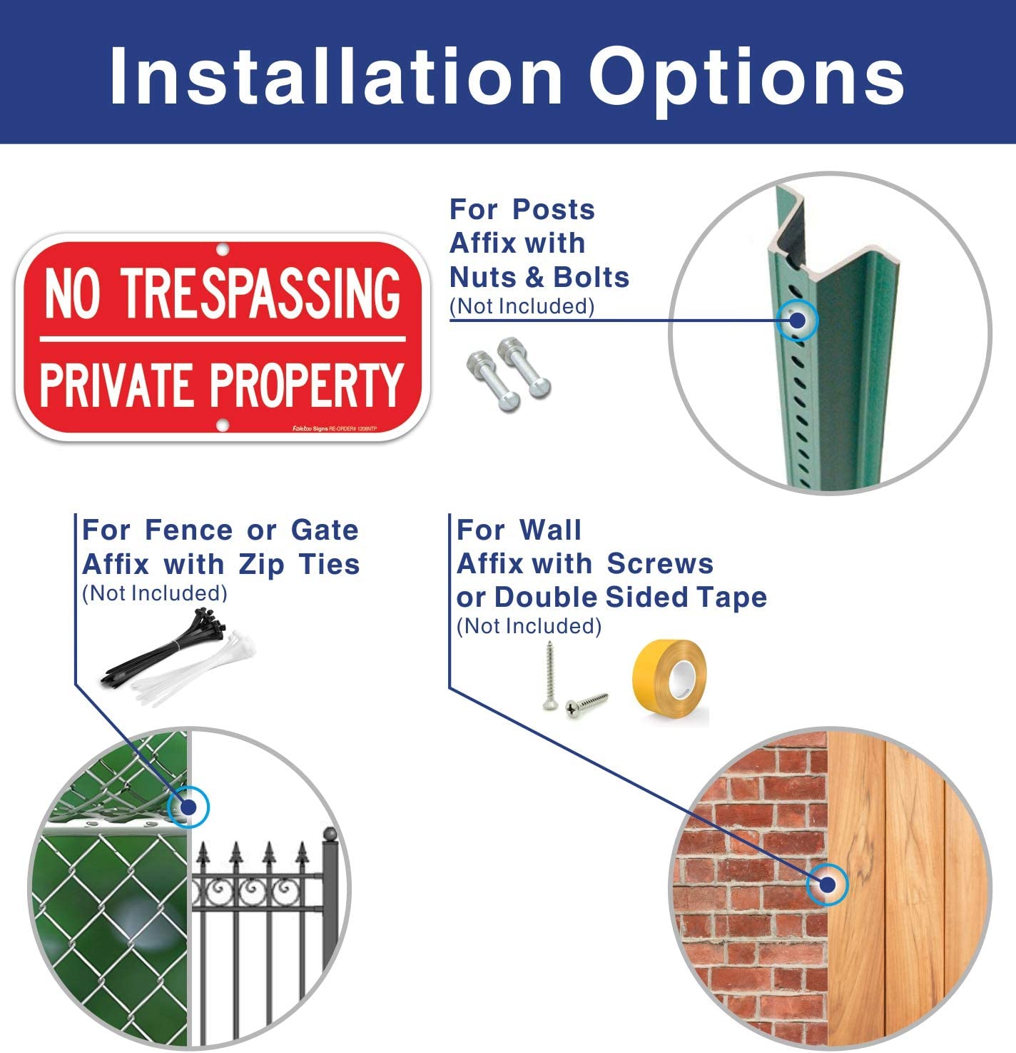 (2 Pack) No Trespassing Private Property Sign, Reflective .40 Rust Free Aluminum 12 x 6 Inches, UV Protected , Weather Resistant, Waterproof, Durable Ink，Easy to Mount