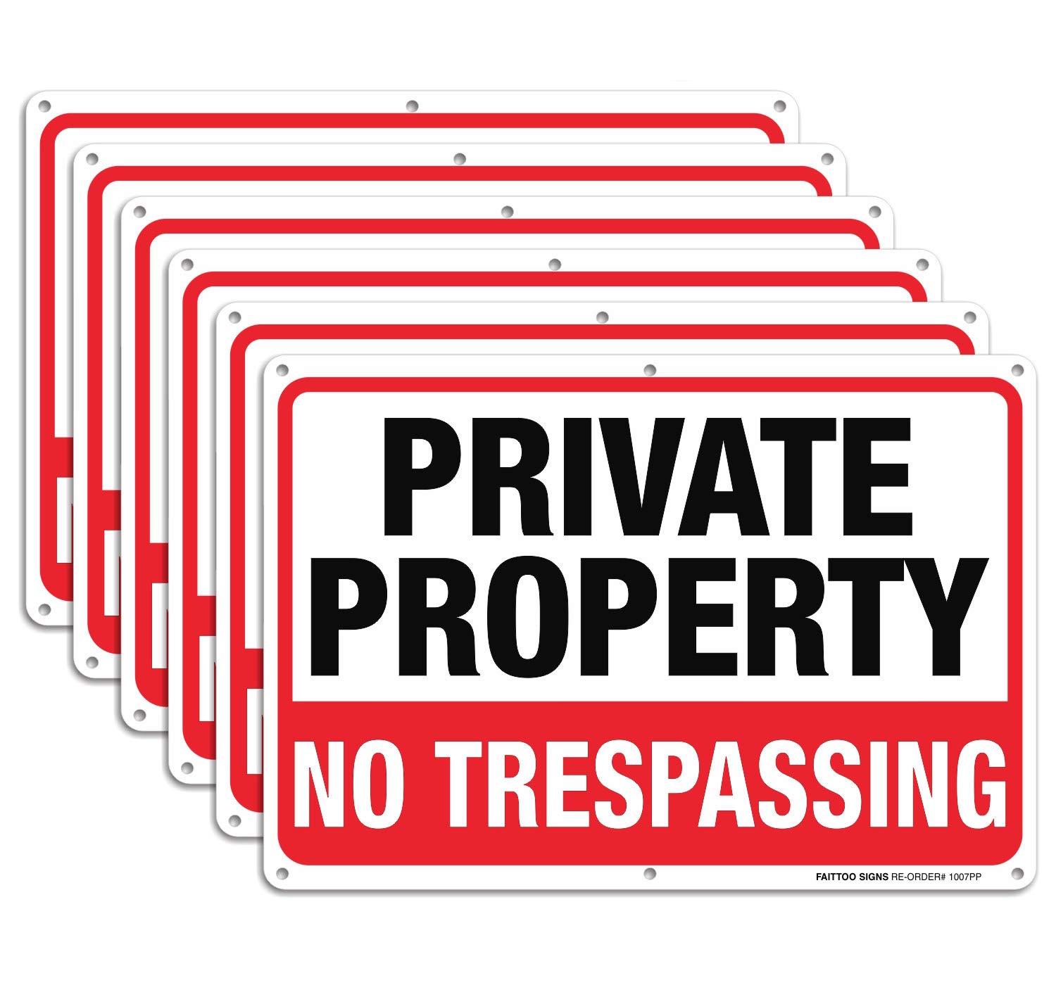 Private Property Signs, No Trespassing Signs, (6 Pack)10 x 7 Inches Rust Free .040 Aluminum Reflective Metal Sign,UV Protected, Waterproof, Durable Ink,Weatherproof,Easy to Mount,Indoor/Outdoor use