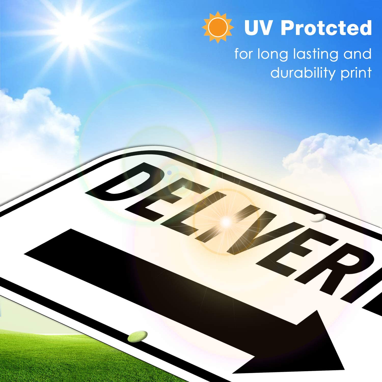 Deliveries Sign with Arrow,  Rectangle Rust Free Aluminum Metal Sign,Weather/Fade Resistant,Easy to Mount,Black on White,Indoor/Outdoor Use (Left)