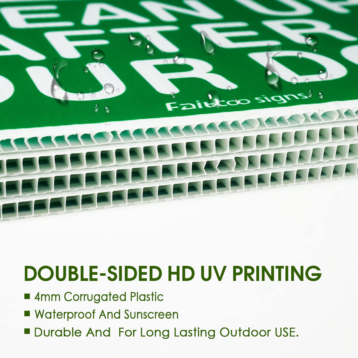 Clean Up After Your Dog Sign, 12 x 9 Clean Up After Your Pets Sign, Double Sided with Metal Wire H-Stakes Stands Corrugated Plastic, Waterproof, Weather Resistant, Easy to Mount, Non-fading