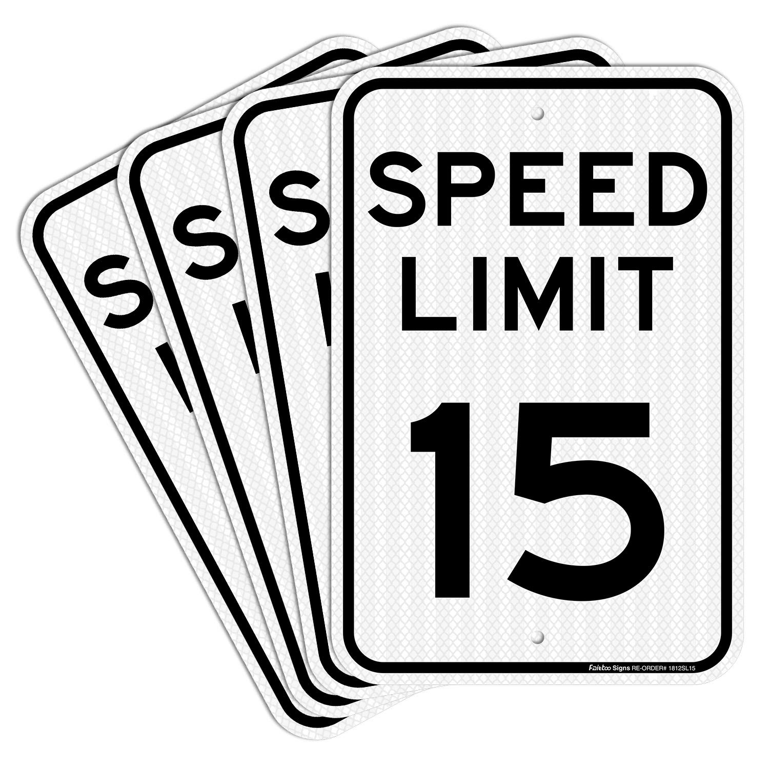 (4 Pack) Speed Limit 15 MPH Sign, 18 x 12 Inches Engineer Grade Reflective Sheeting, Rust Free Aluminum, Weather Resistant, Waterproof, Durable Ink, Easy to Mount