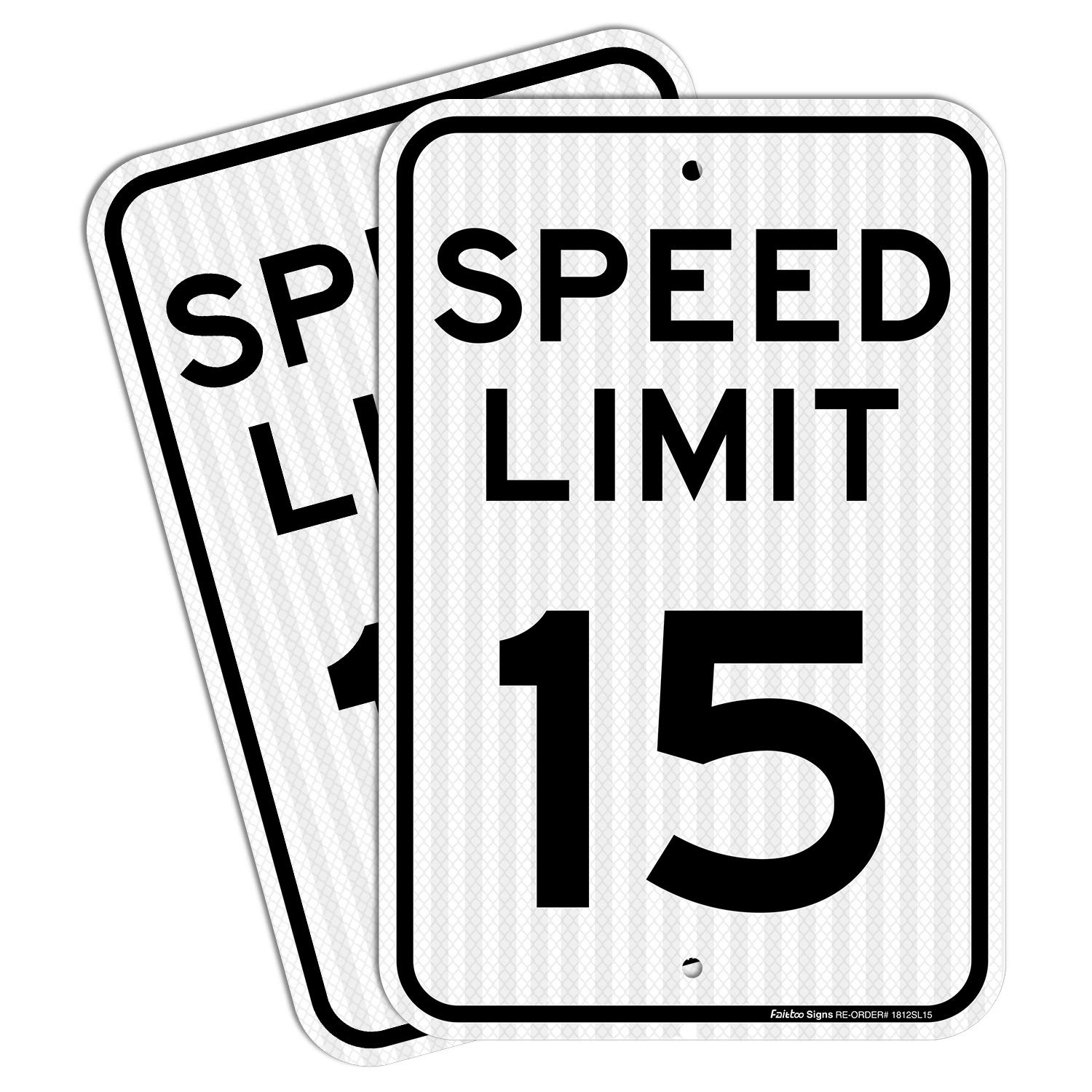 (2 Pack) Speed Limit 15 MPH Sign, 18 x 12 Inches Engineer Grade Reflective Sheeting, Rust Free Aluminum, Weather Resistant, Waterproof, Durable Ink, Easy to Mount