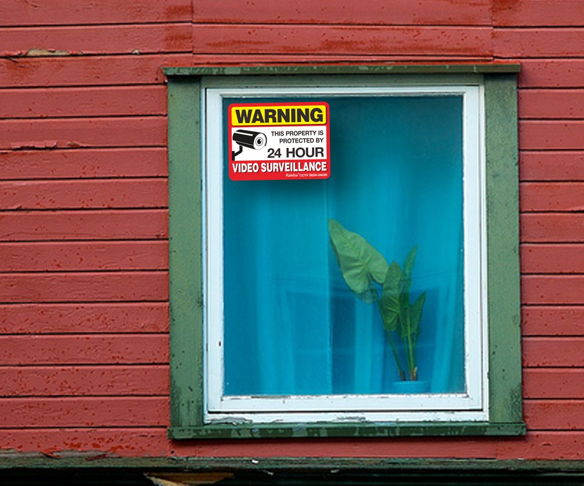 Video Surveillance Sign Reflective Sticker (8 Pack) - Decal Self Adhesive 4 x 3 Inches 4 Mil Vinyl Decal — Indoor &amp; Outdoor Use — UV Protected &amp; Waterproof — Sleek, Rounded Corners