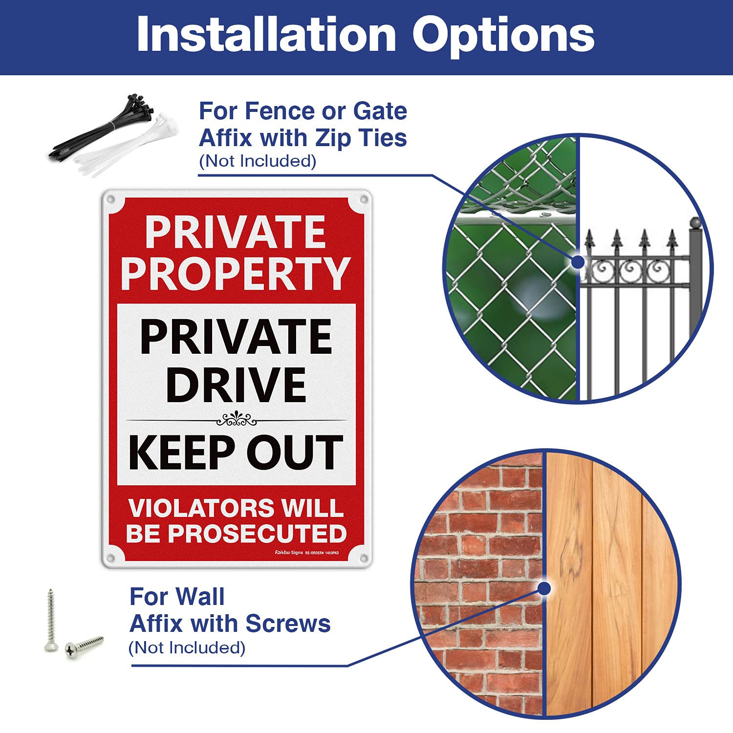 Private Property - Private Drive Keep Out, Violators Will Be Prosecuted Sign, Private Property Sign,14x10 In, Reflective,Rustfree Aluminum, Weather/Fade Resistant, Easy Mounting, Indoor/Outdoor Use