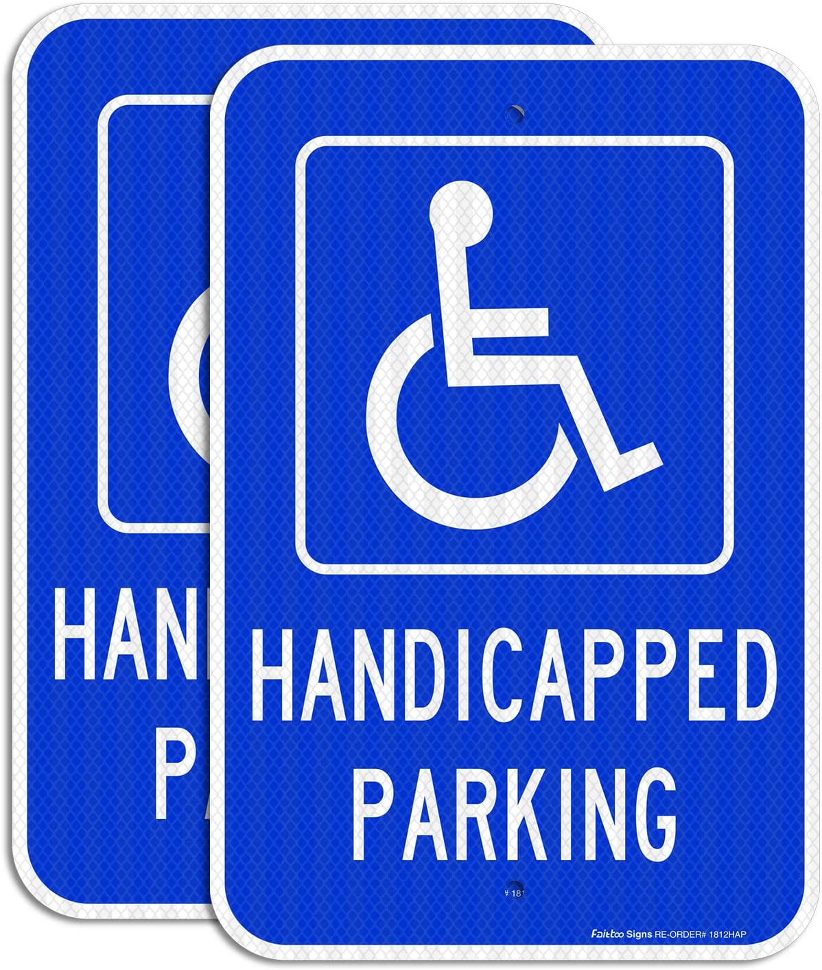 Handicap Parking Sign, with Picture of Wheelchair Sign, 18 x 12 Inches Engineer Grade Reflective Sheeting Rust Free Aluminum, Weather Resistant, Waterproof, Durable Ink, Easy to Mount