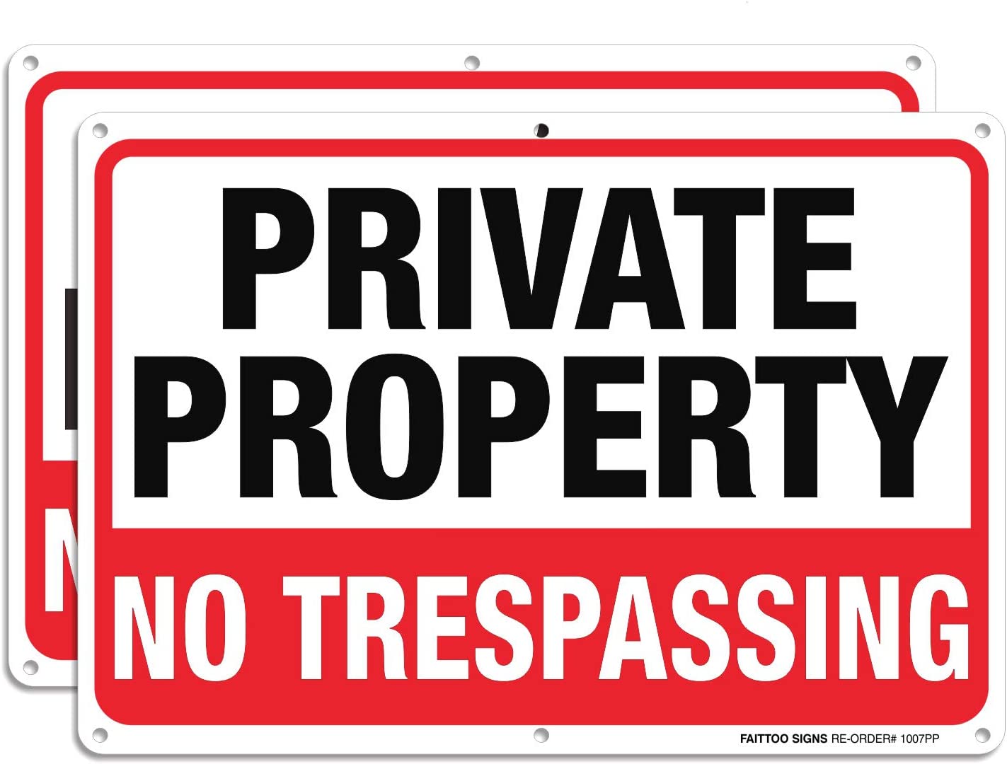 Private Property No Trespassing Metal Sign, 10 x 7 Inches Rust Free .040 Aluminum Sign – Reflective – Weatherproof - Easy to Mount - Indoor &amp; Outdoor use