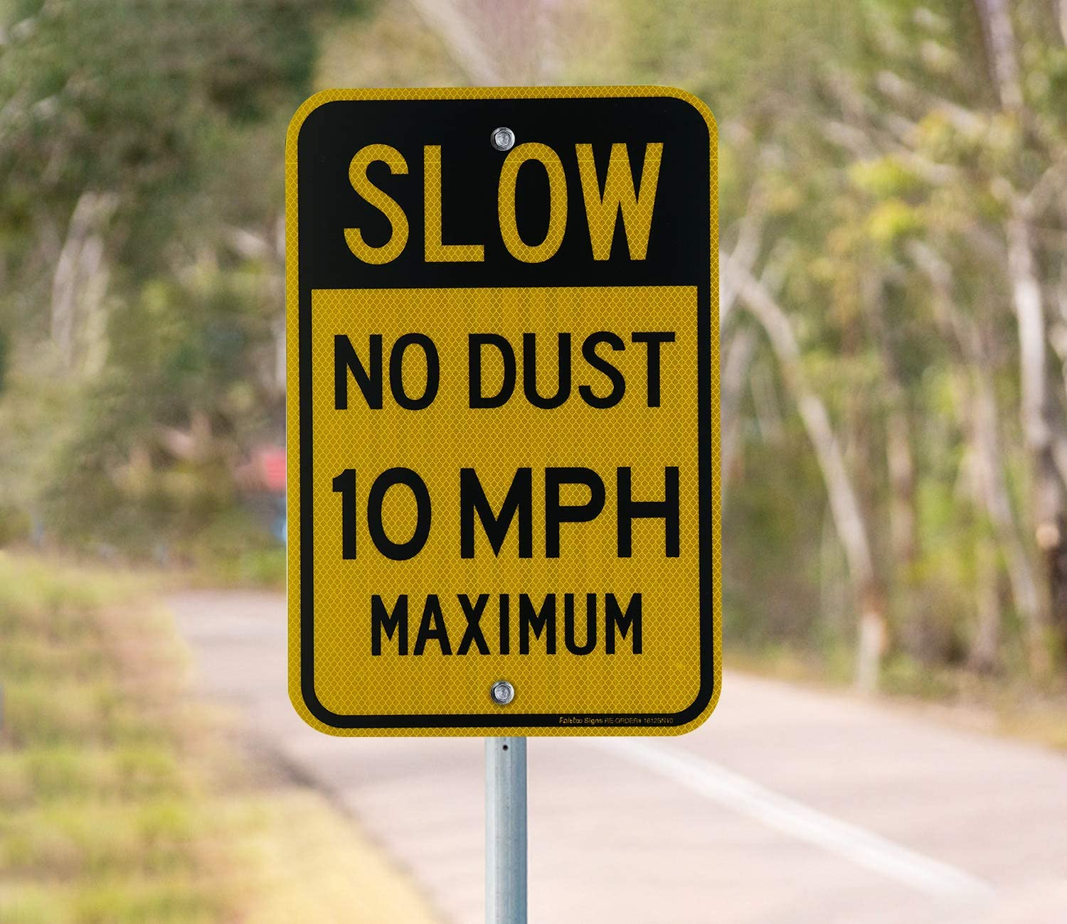 Slow No Dust 10 MPH Maximum Sign, Speed Limit Sign 18 x 12 Inches Engineer Grade Reflective Sheeting Rust Free Aluminum, Weather Resistant, Waterproof, Durable Ink, Easy to Mount