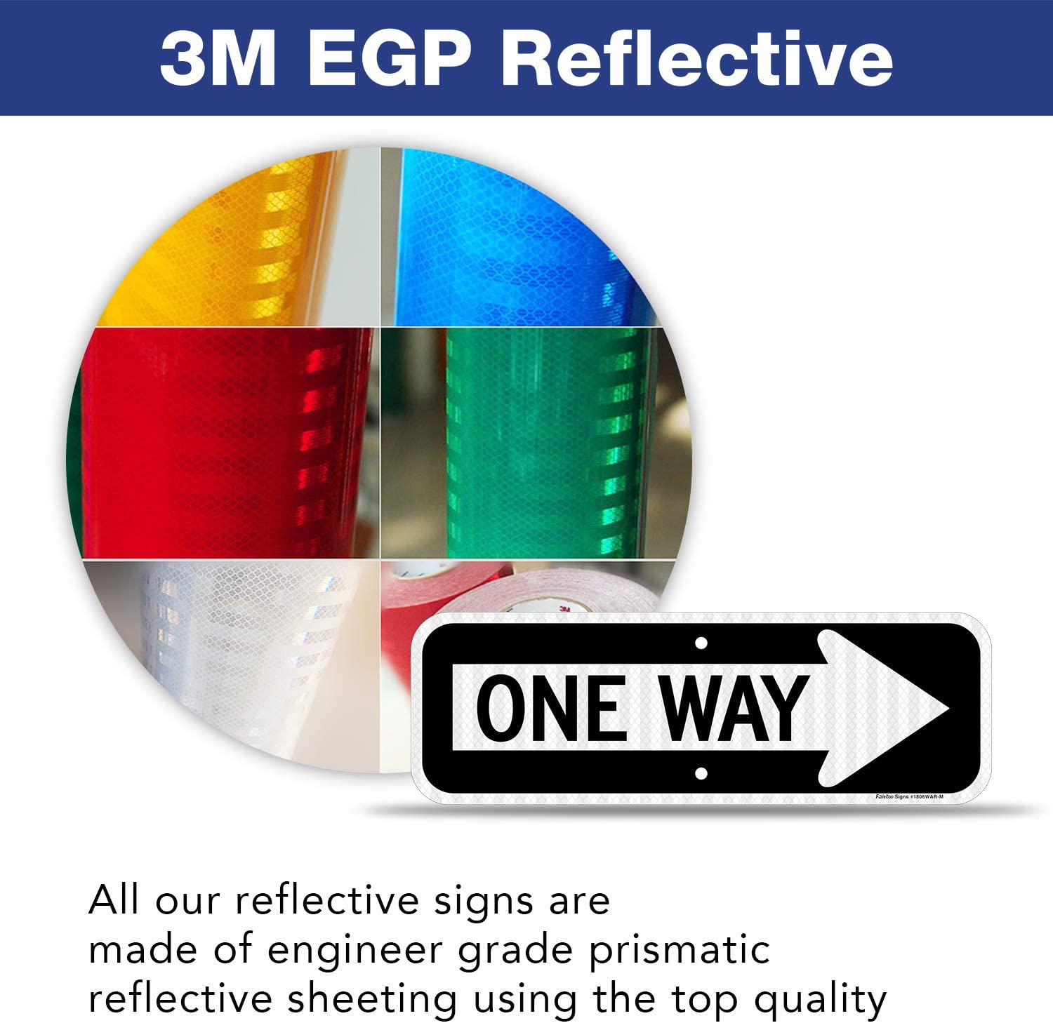 One Way Sign with Left Arrow, 18x6 Inches Engineer Grade Reflective Ru