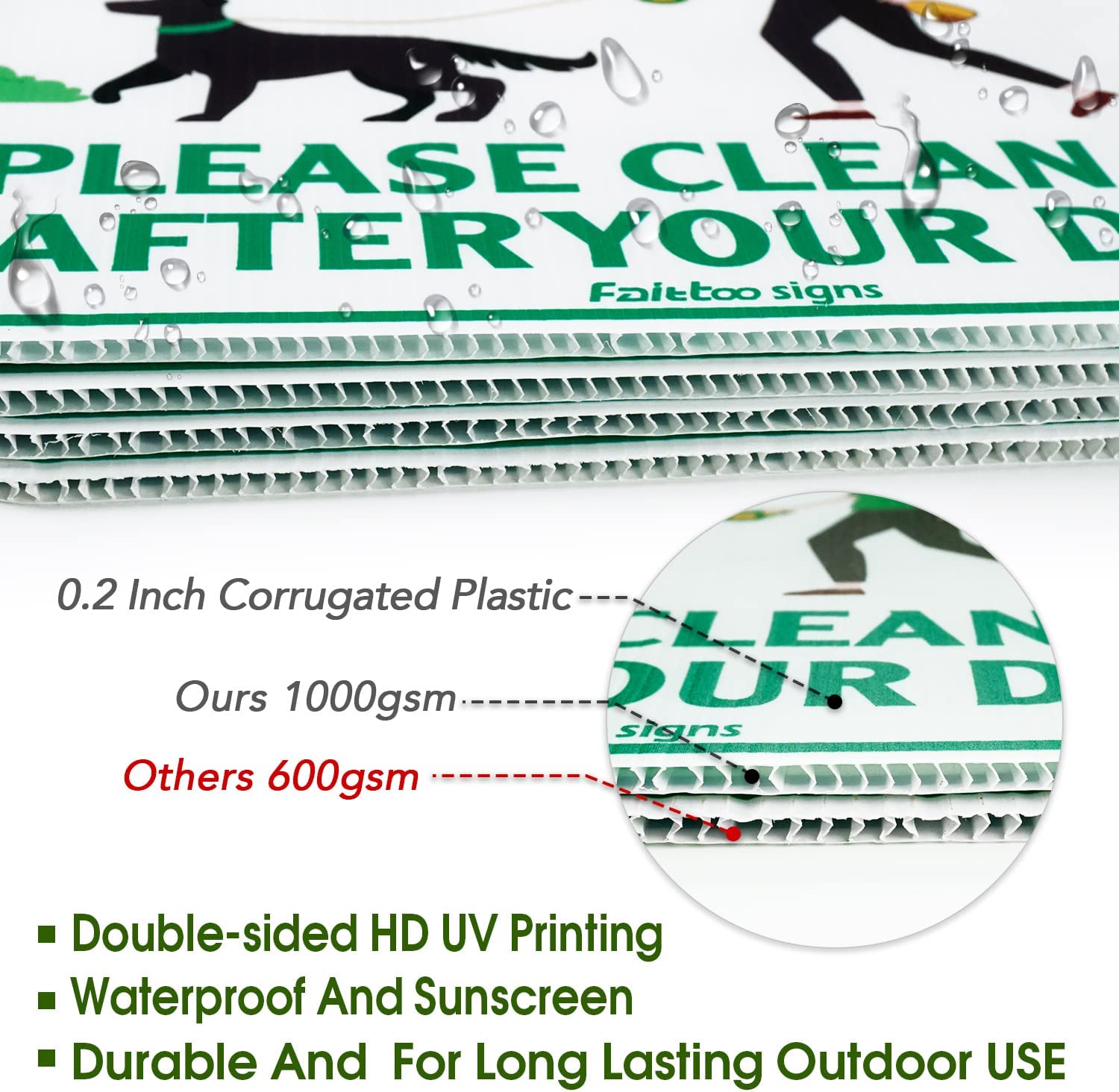 Be a Good Neighbor Clean Up After Your Dog 12 x 9 Inches Yard Sign with Metal Wire H-Stakes, Double Sided, No Pooping Dog Lawn Signs, Waterproof, Weather Resistant, Easy to Mount