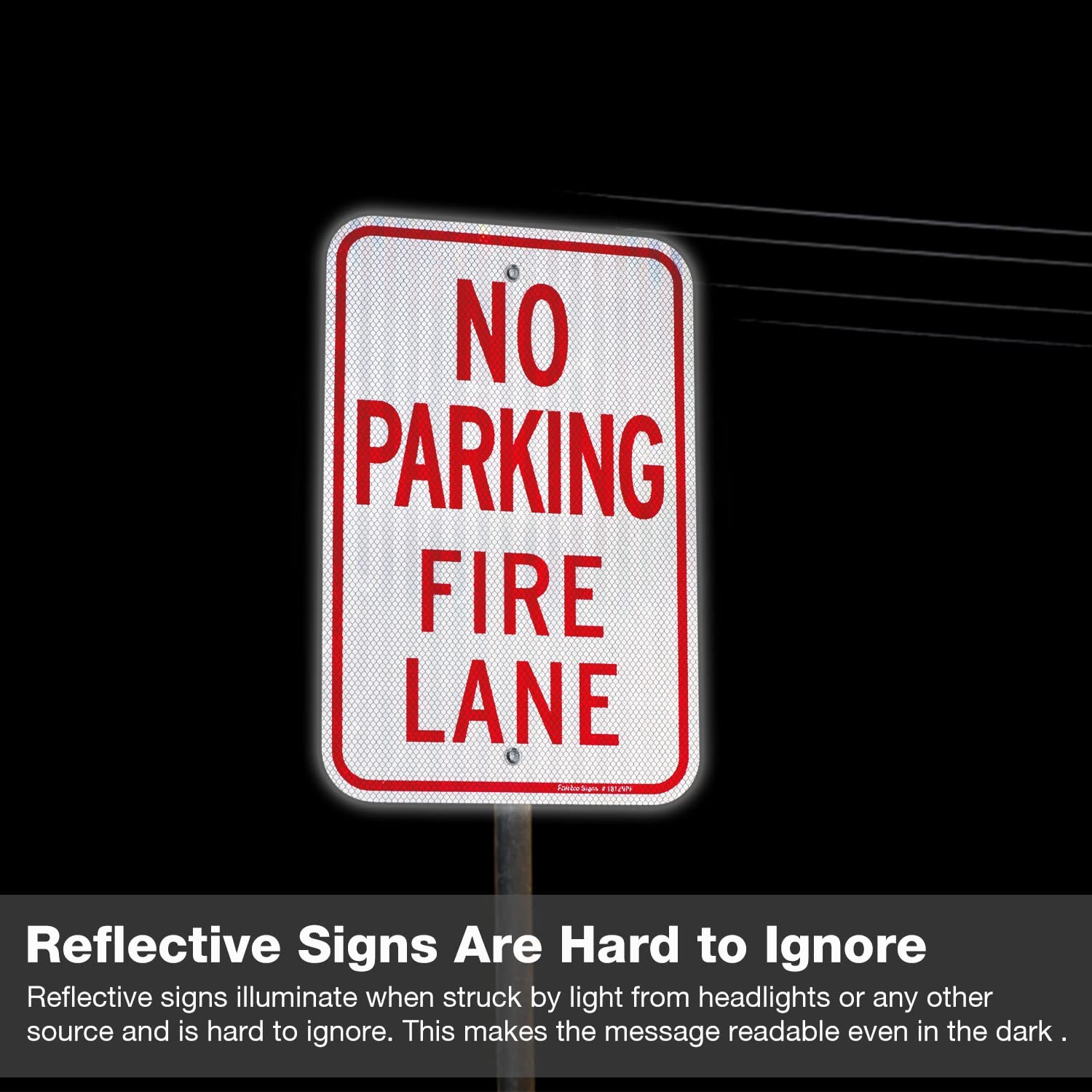 Faittoo No Parking Fire Lane Sign, 18 x 12 Inches Engineer Grade Reflective Sheeting Rust Free Aluminum, UV Protected, Weather/Fade Resistant, Easy to Install and Read, Indoor/ Outdoors Use